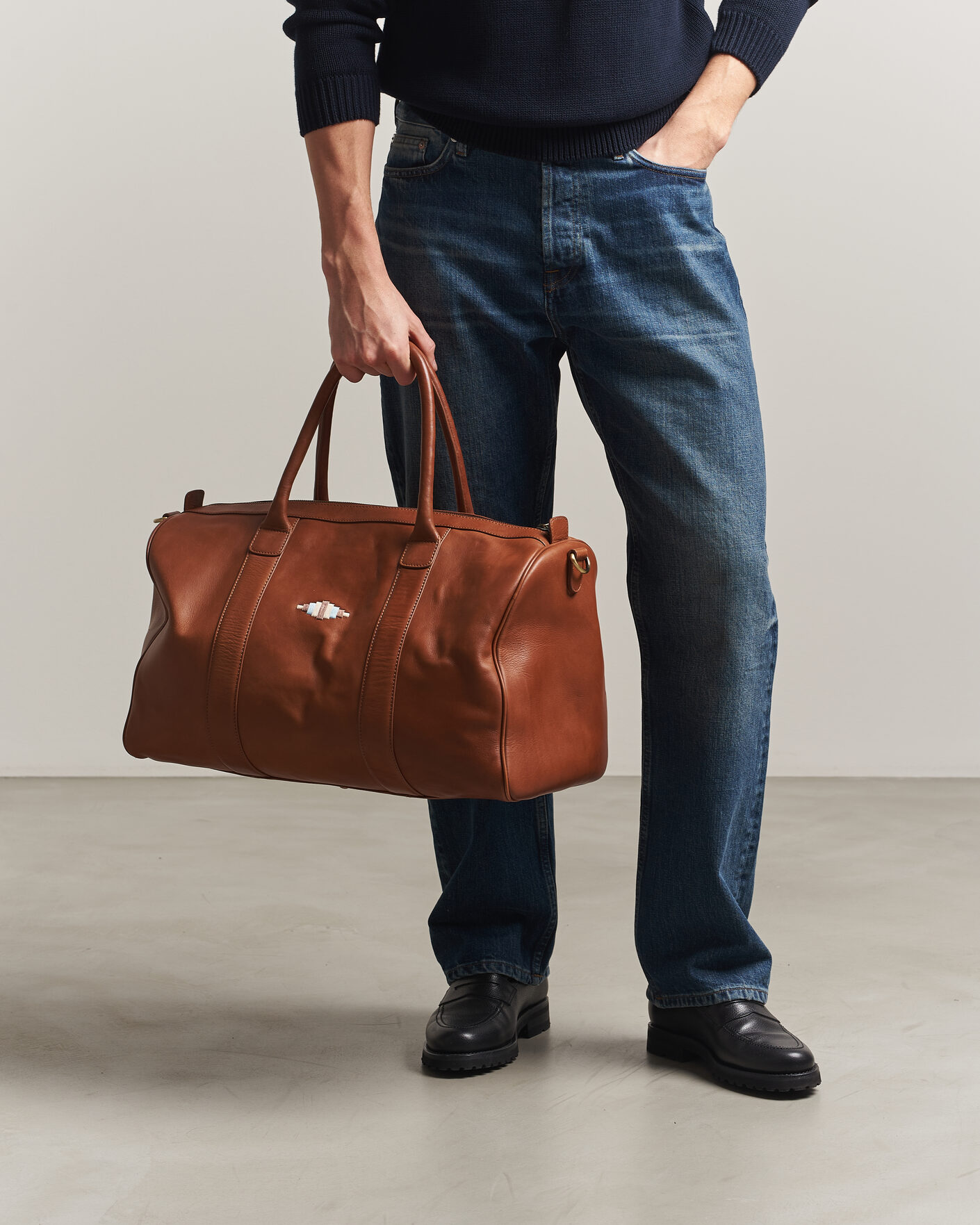 Hombres | Bolsos | Pampeano | Varon Small Leather Weekend Bag Tan