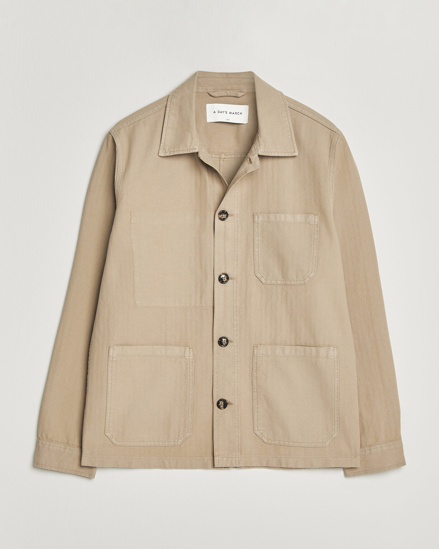 Hombres | Camisas | A Day's March | Original Herringbone Overshirt Desert Taupe