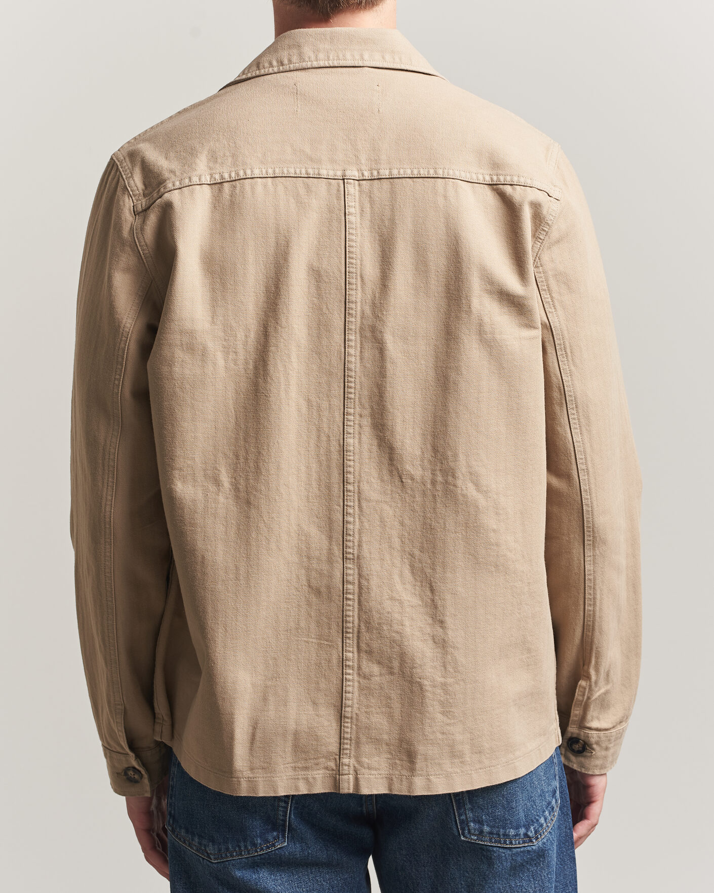 Hombres | Camisas | A Day's March | Original Herringbone Overshirt Desert Taupe