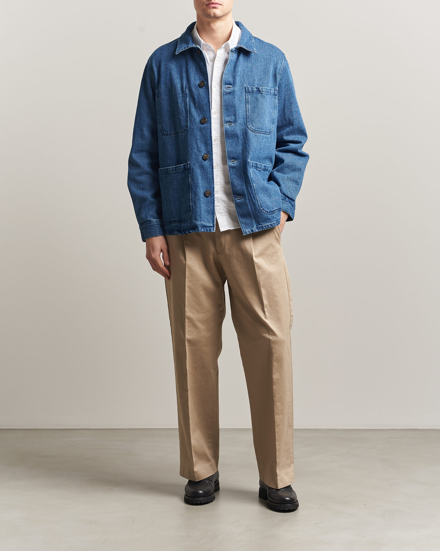 Hombres | Camisas | A Day's March | Algot Denim Overshirt Washed Blue