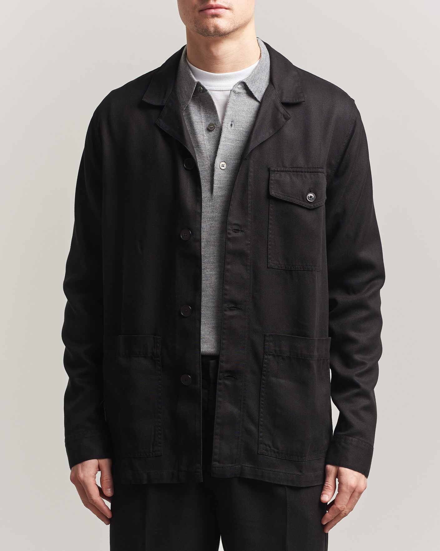 Hombres | Camisas | A Day's March | Banagher Lyocell Overshirt Black