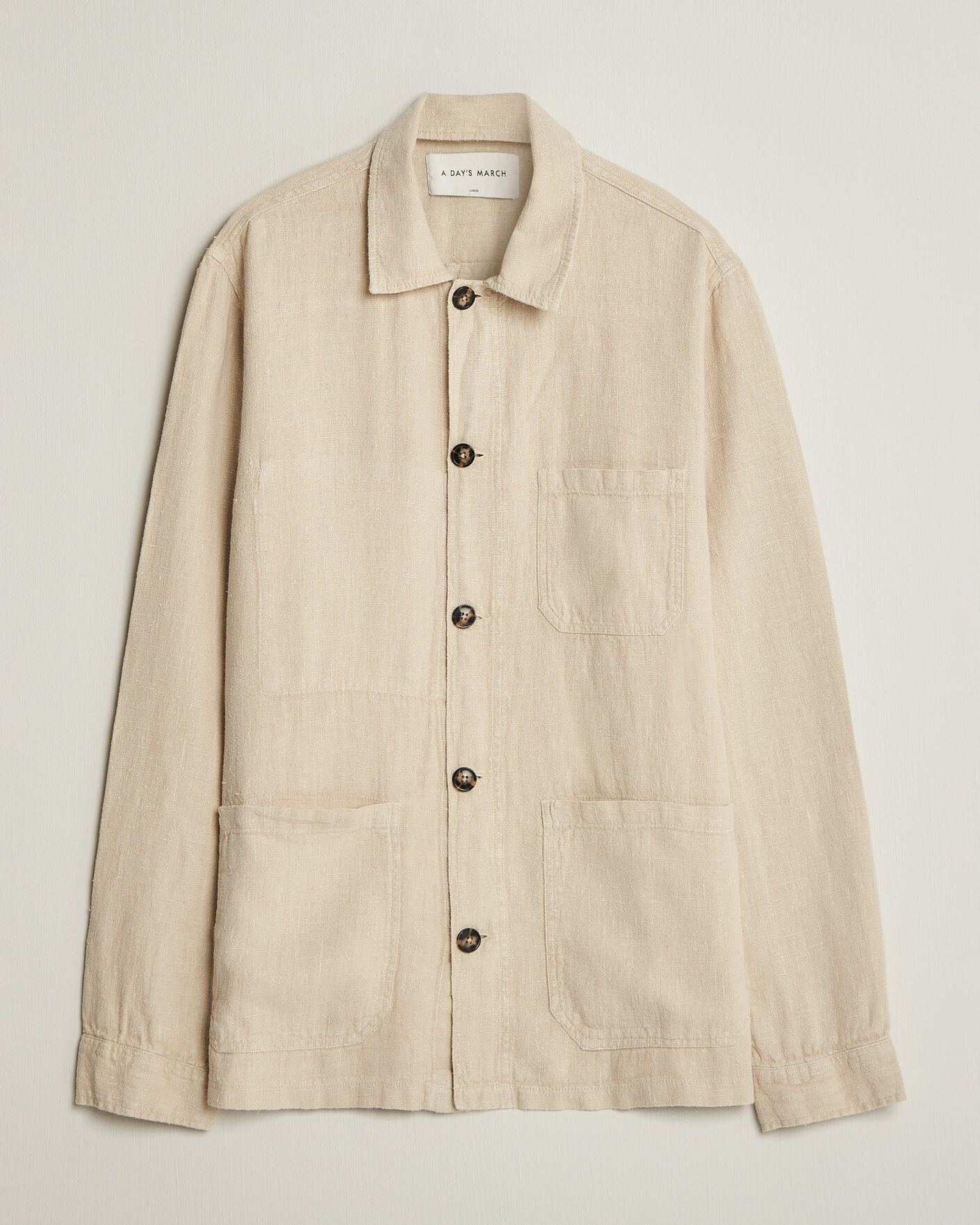 Hombres | Camisas | A Day's March | Original Linen Overshirt Oyster