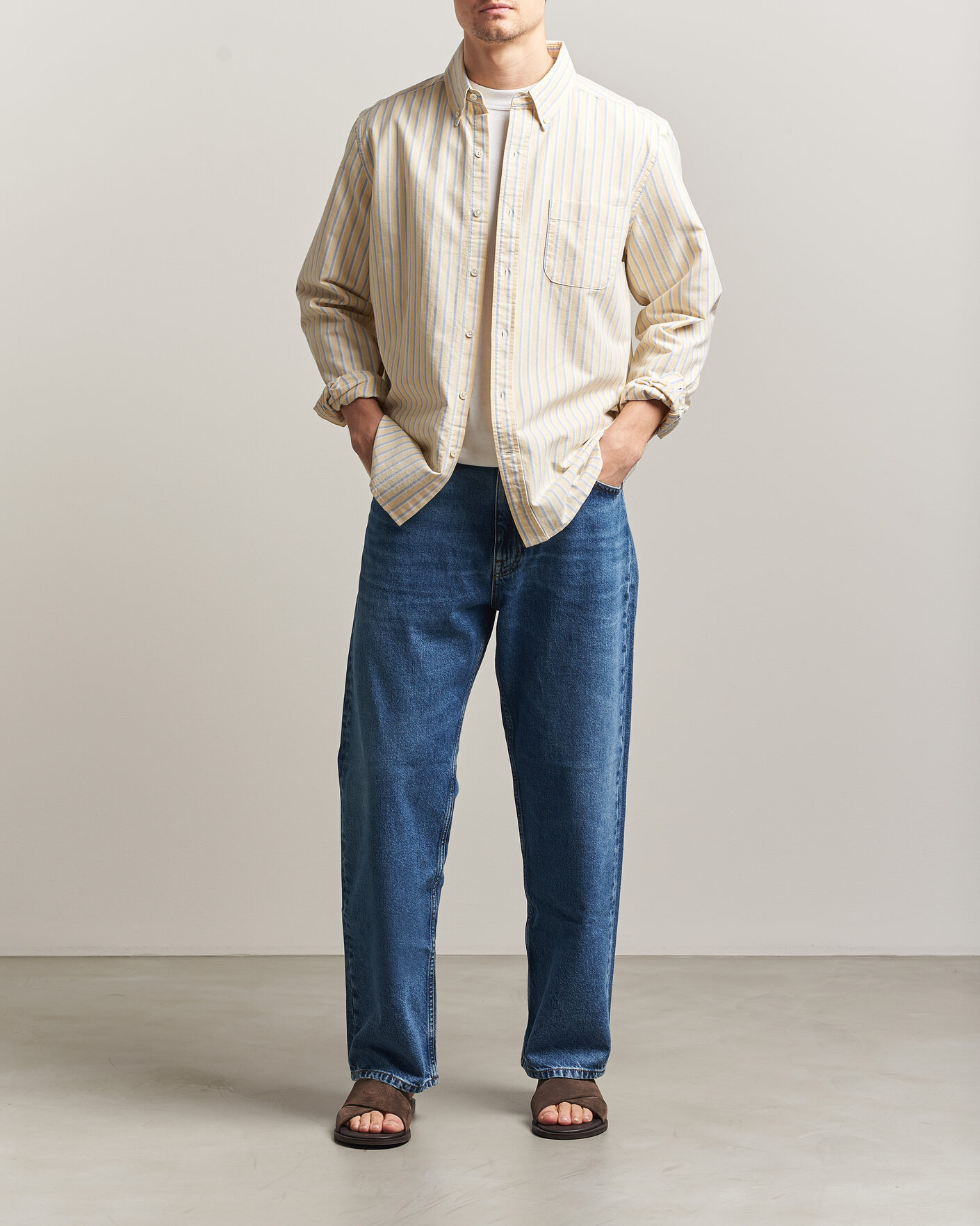 Hombres | Camisas | A Day's March | Original Oxford Shirt Yellow Multi