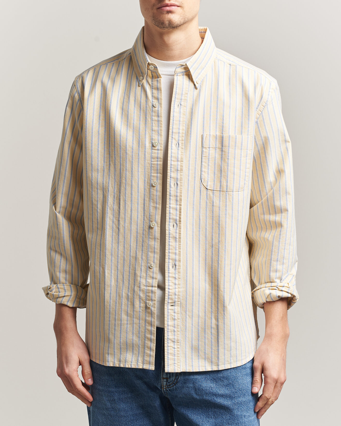 Hombres | Camisas | A Day's March | Original Oxford Shirt Yellow Multi