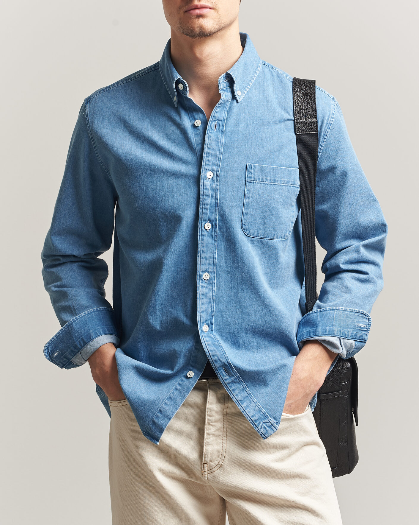 Hombres | Camisas | A Day's March | Original Denim Shirt Light Blue