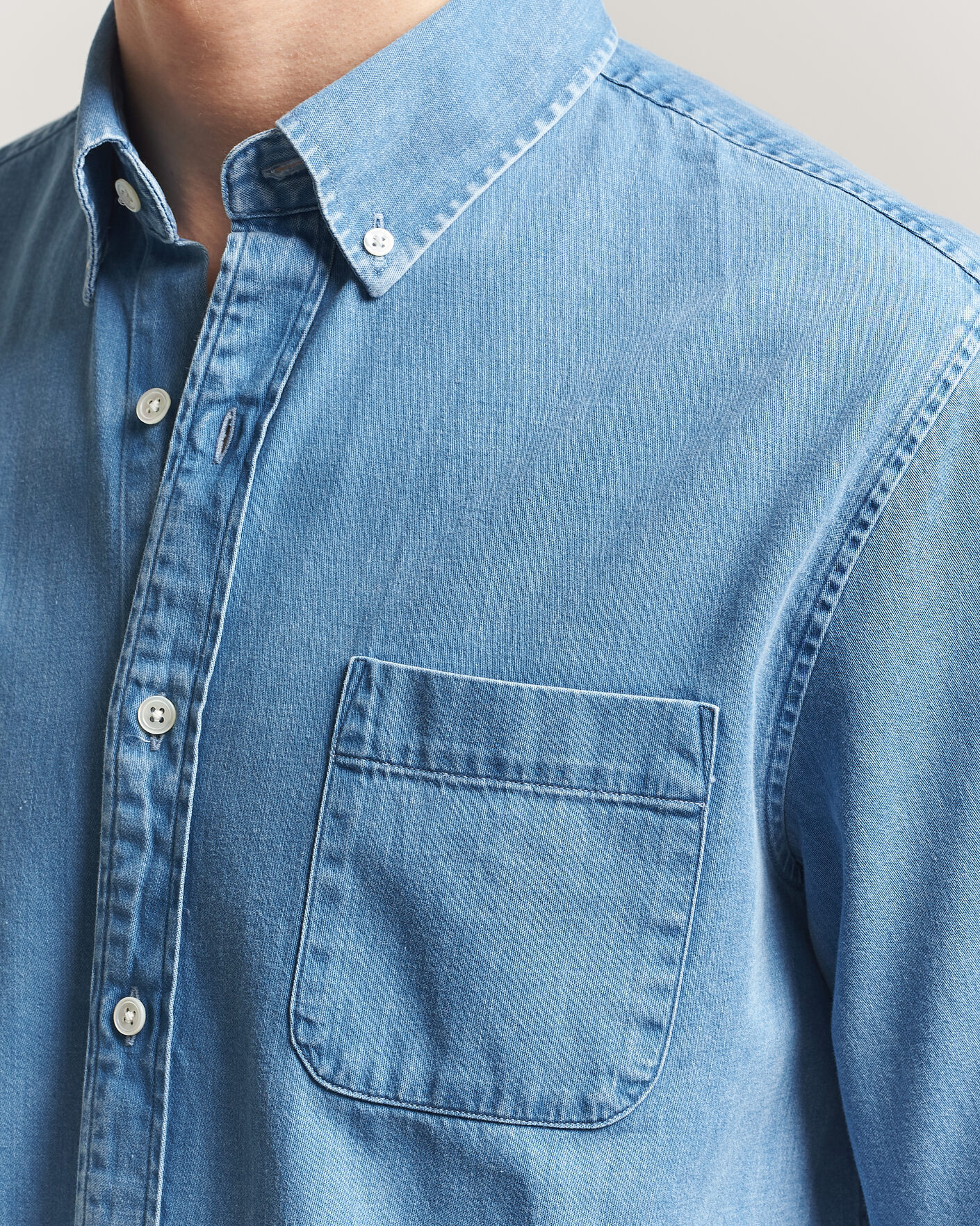 Hombres | Camisas | A Day's March | Original Denim Shirt Light Blue