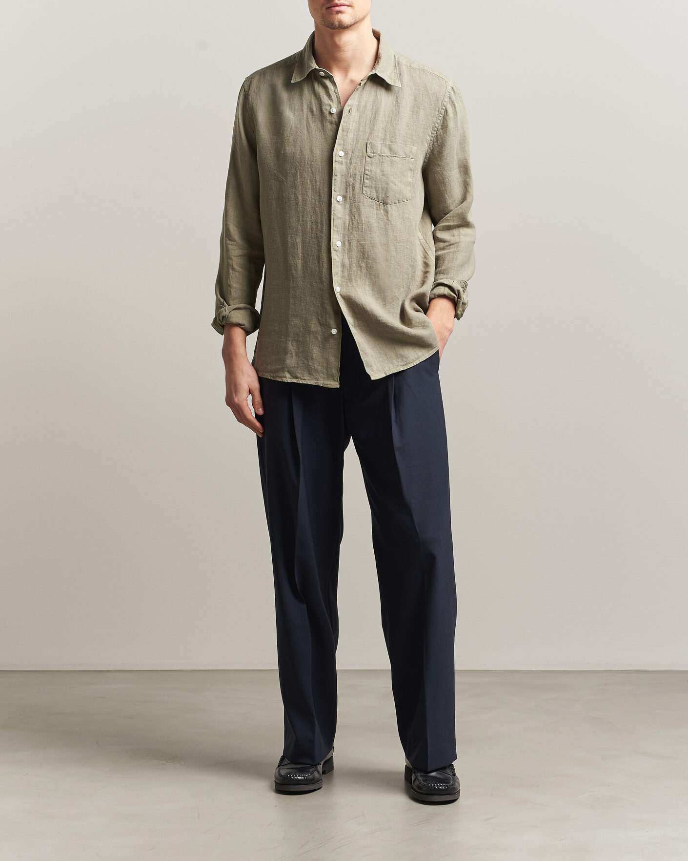 Hombres | Camisas | A Day's March | Daintree Linen Shirt Misty Green