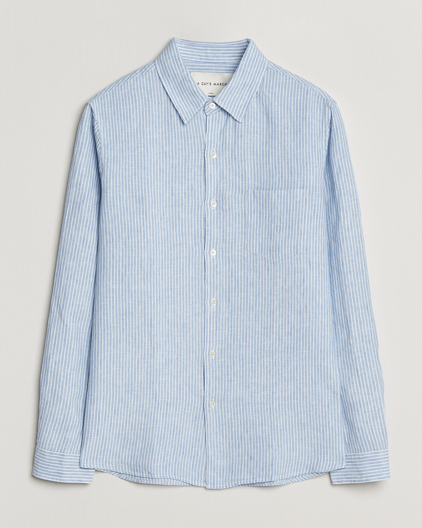 Hombres | Camisas | A Day's March | Daintree Striped Linen Shirt Light Blue/White
