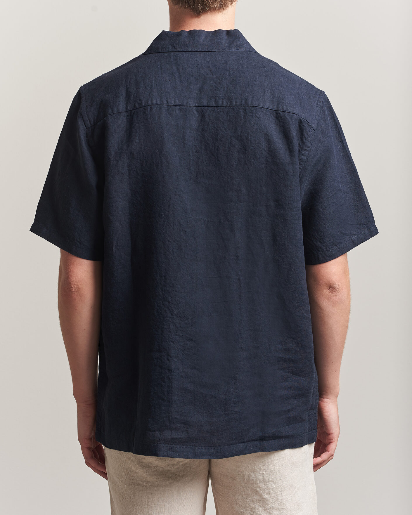 Hombres | Camisas | A Day's March | Yamu Linen Short Sleeve Shirt Navy