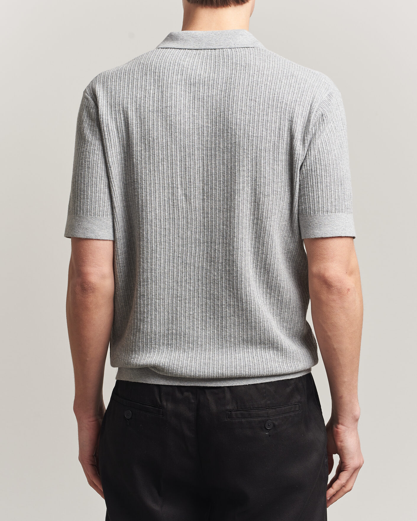 Hombres | Polos | A Day's March | Aspen Structured Knitted Polo Grey