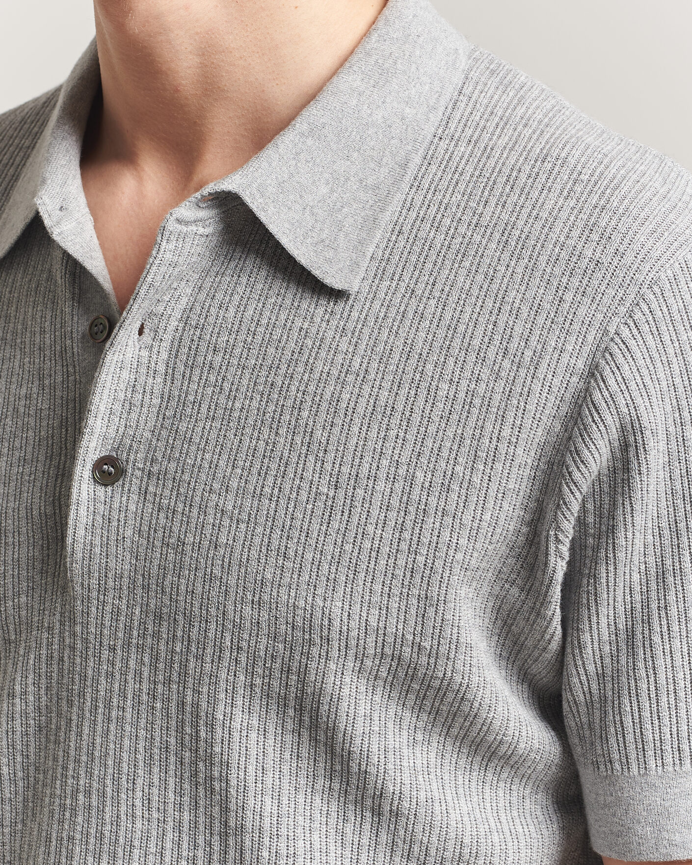 Hombres | Polos | A Day's March | Aspen Structured Knitted Polo Grey