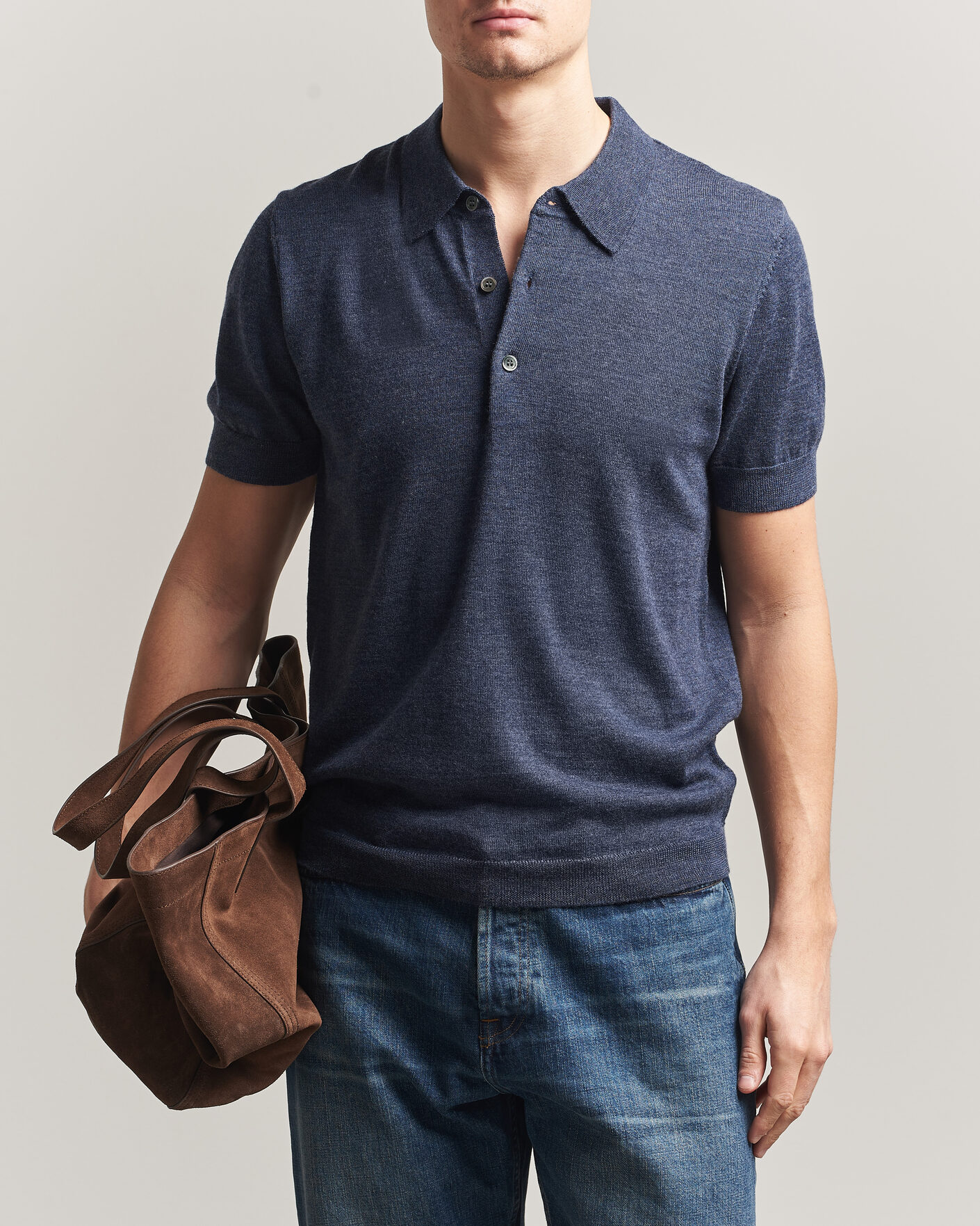 Hombres | Polos | A Day's March | Rosehall Knitted Polo Storm Blue