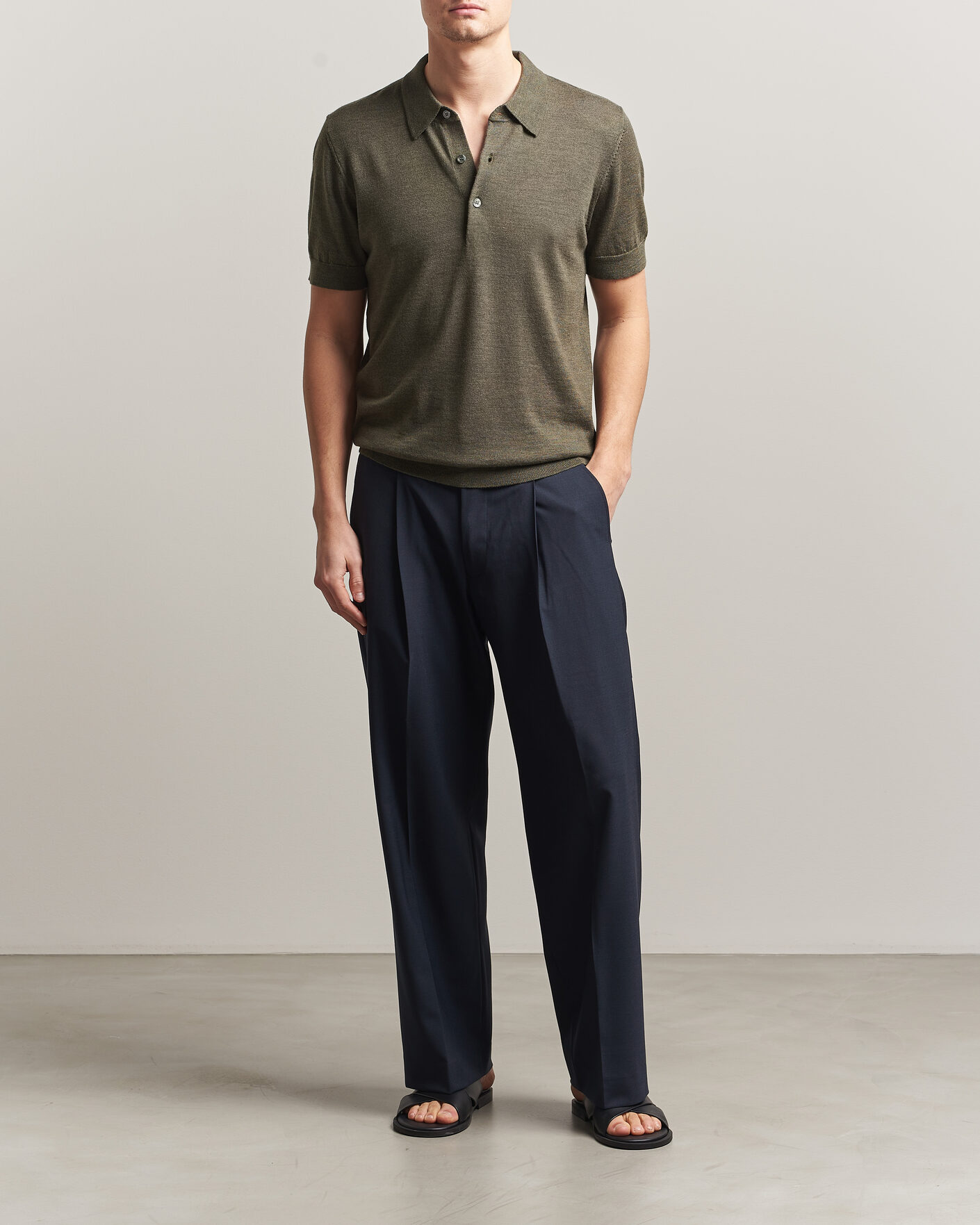 Hombres | Polos | A Day's March | Rosehall Knitted Polo Forrest Green