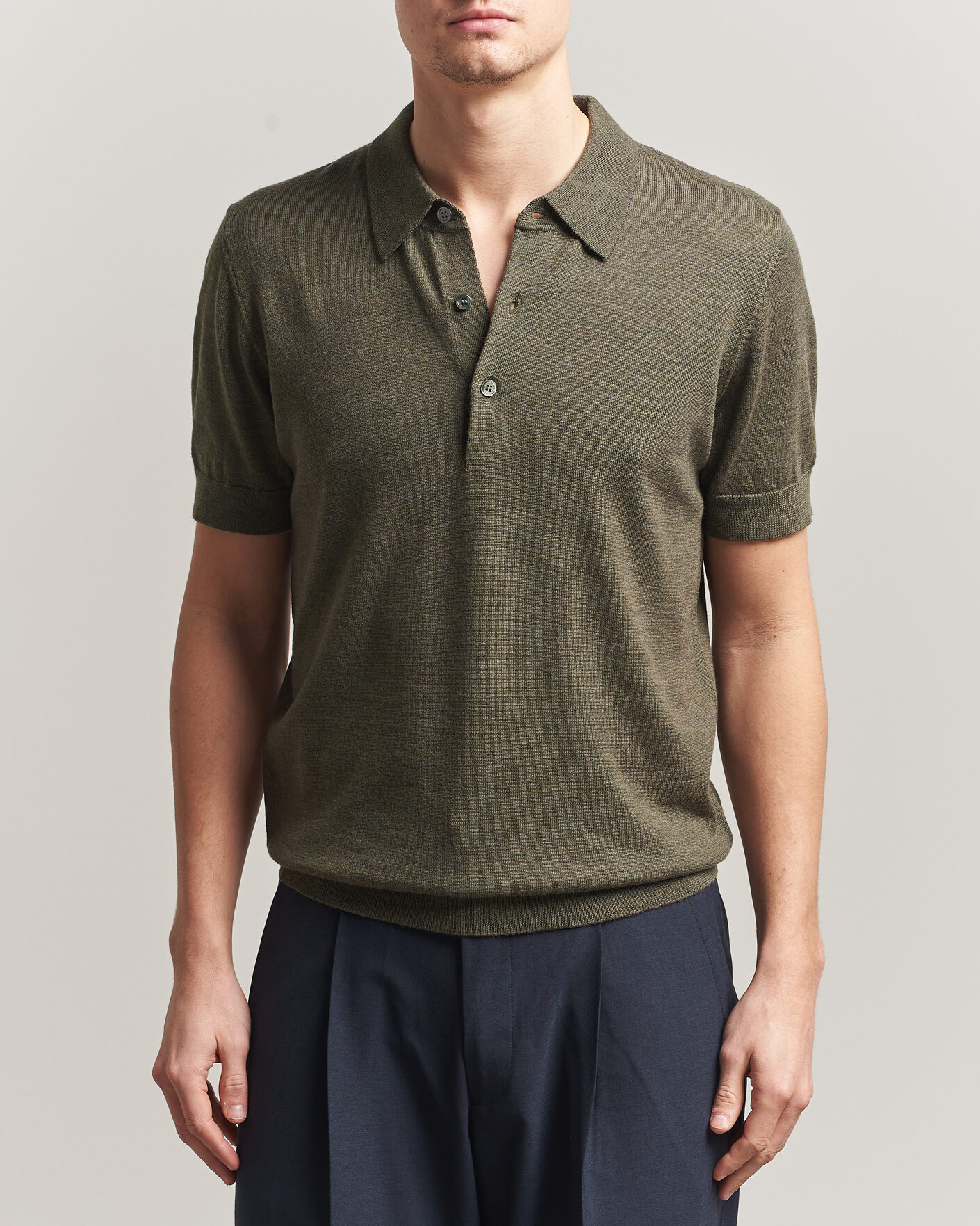 Hombres | Polos | A Day's March | Rosehall Knitted Polo Forrest Green