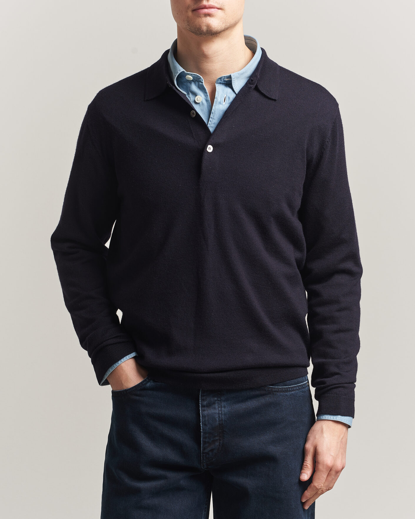 Hombres | Jerséis y prendas de punto | A Day's March | Ambroz Merino Polo Navy