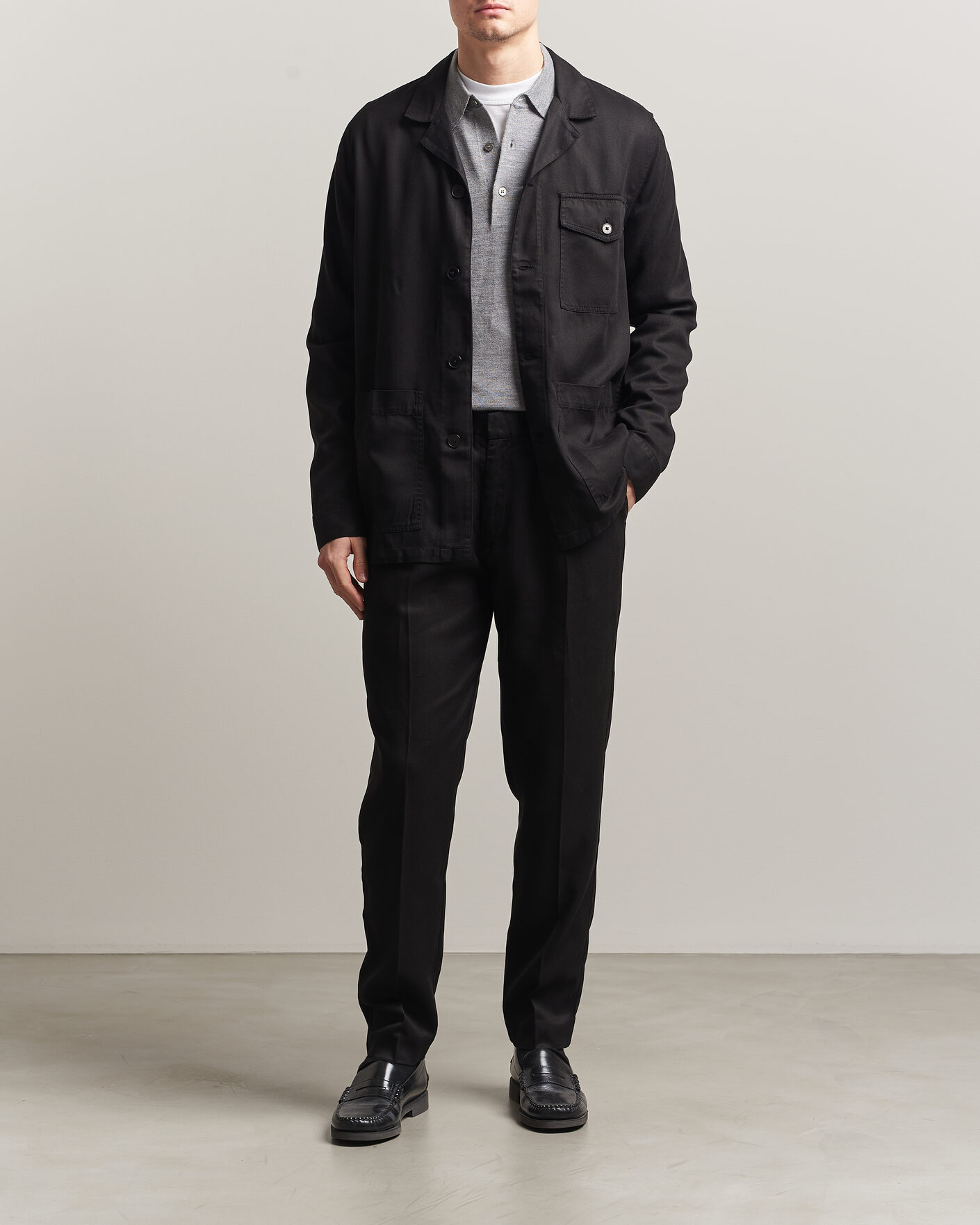 Hombres | Pantalones | A Day's March | Smart Lyocell Trousers Black