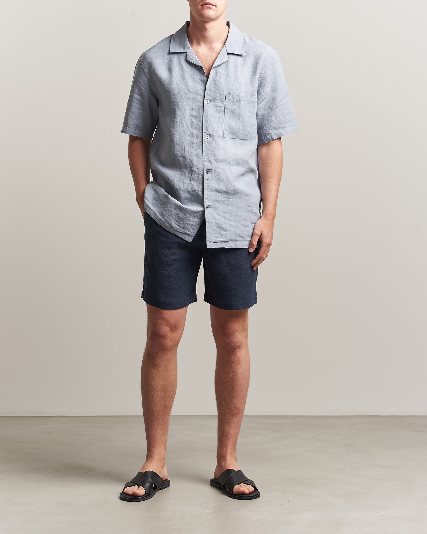 Hombres | Pantalones cortos | A Day's March | Luny Linen Shorts Navy