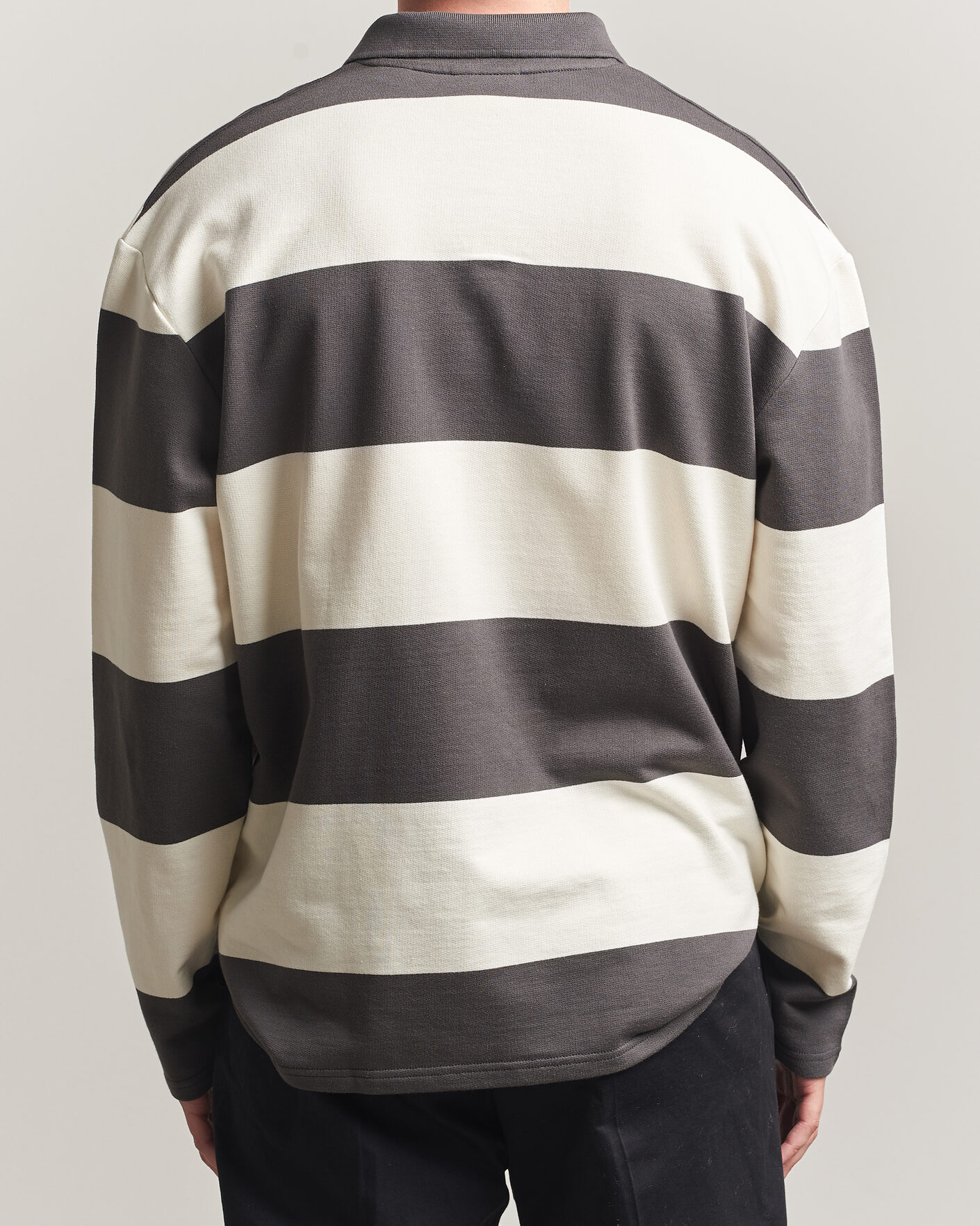 Hombres | Jerséis y prendas de punto | LES DEUX | Prince Striped Long Sleeve Polo Raven Gray