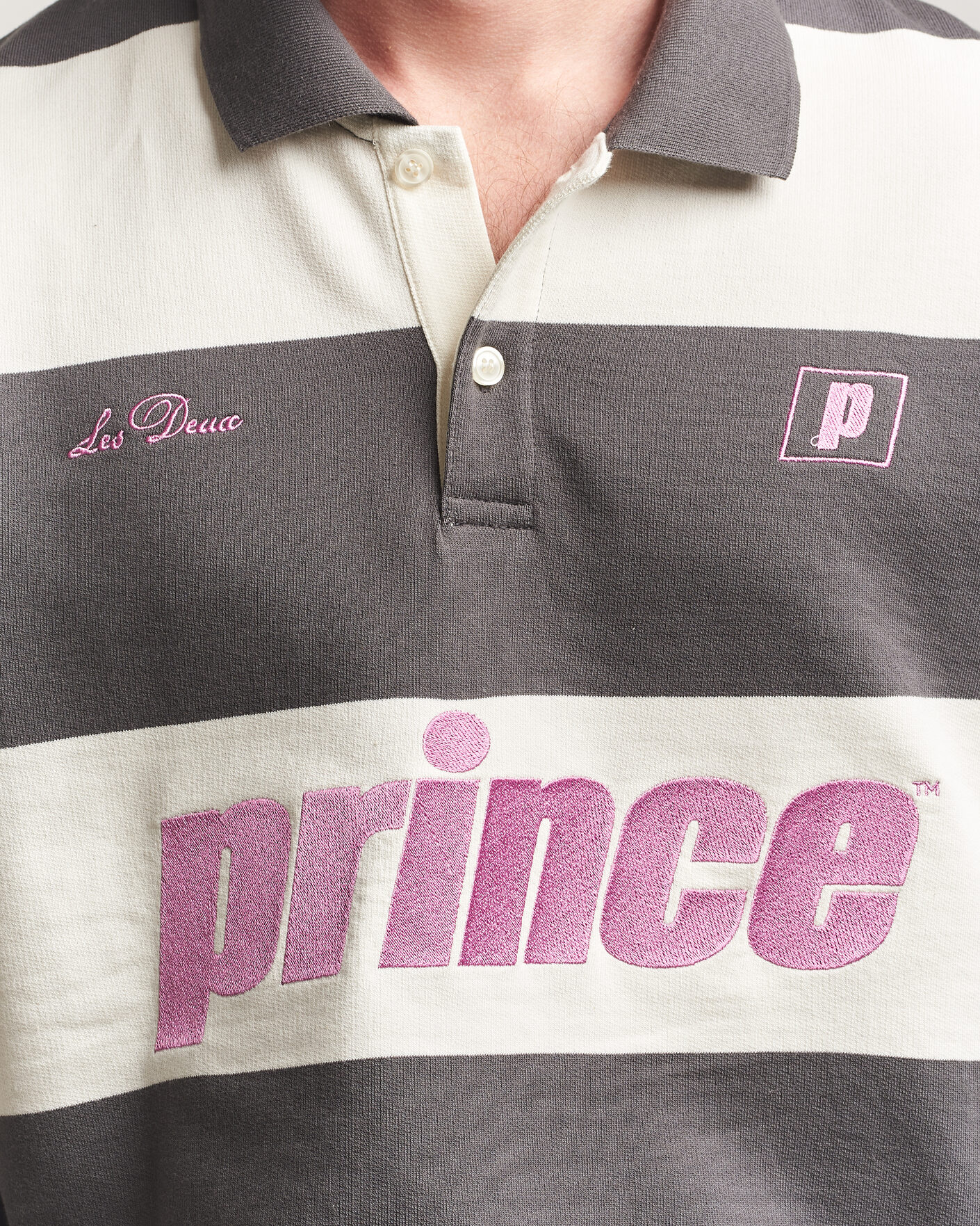 Hombres | Jerséis y prendas de punto | LES DEUX | Prince Striped Long Sleeve Polo Raven Gray