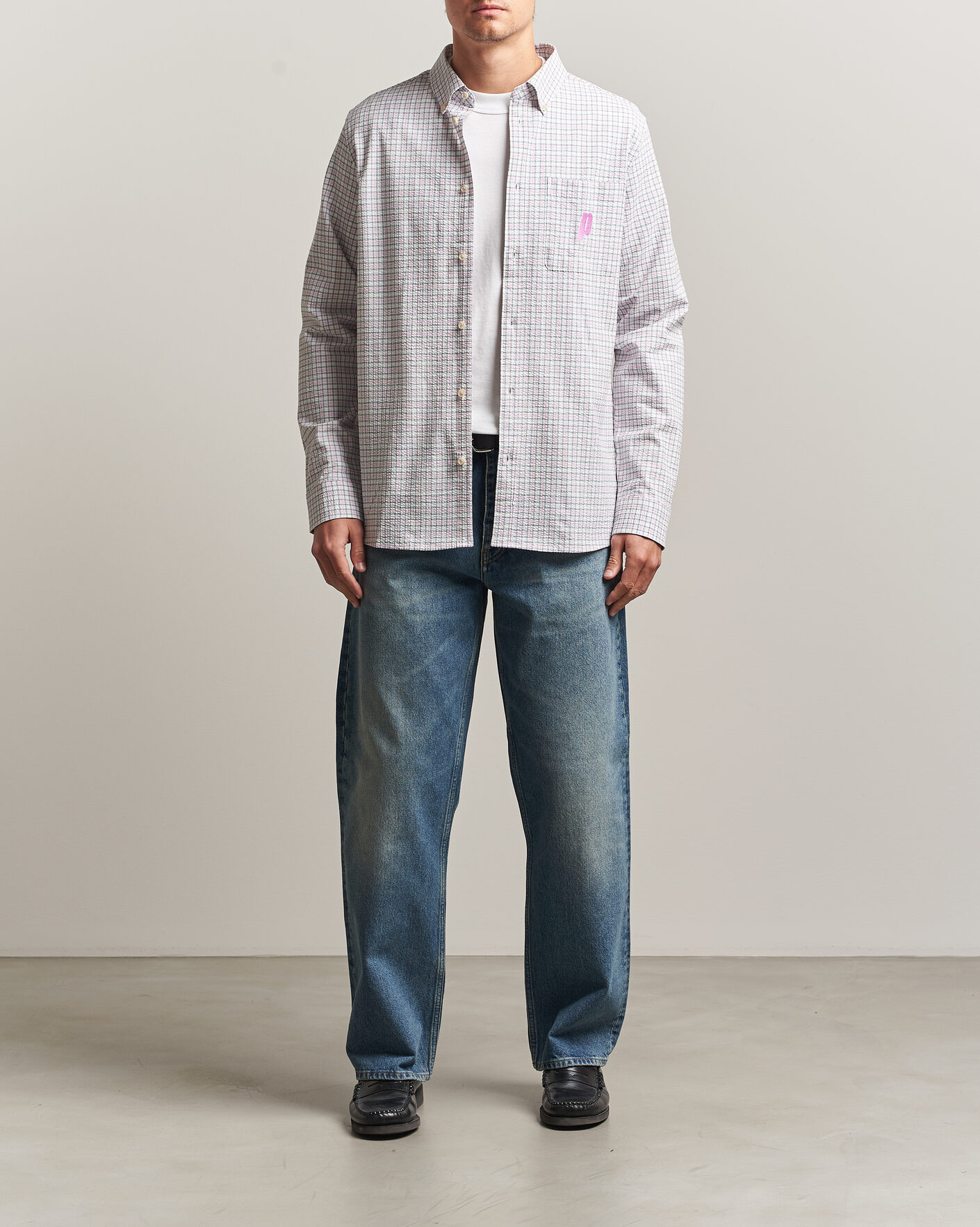 Hombres | Camisas | LES DEUX | Prince Seersucker Check Shirt Ivory