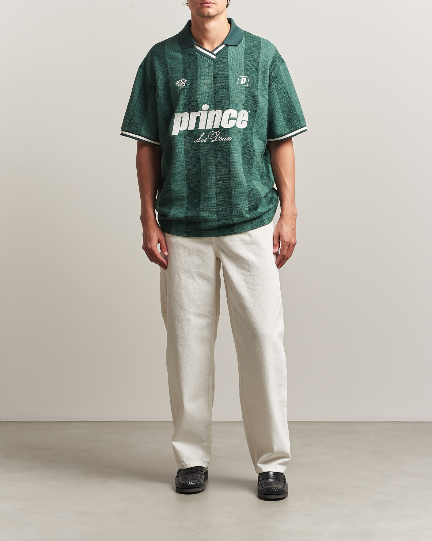 Hombres | Polos | LES DEUX | Prince Stripe Jaquard Polo Pineneedle Green