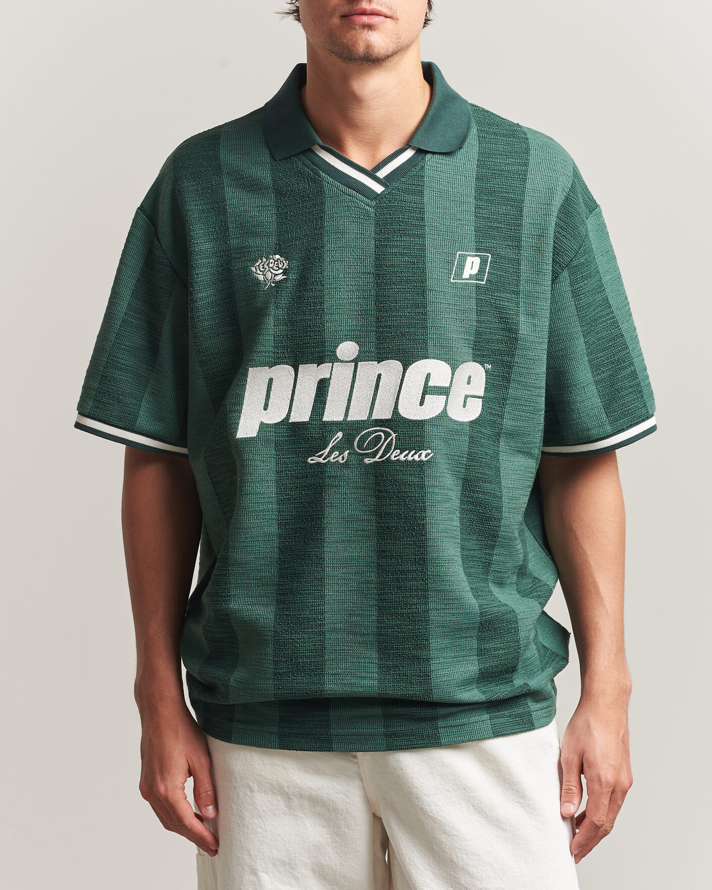 Hombres | Polos | LES DEUX | Prince Stripe Jaquard Polo Pineneedle Green