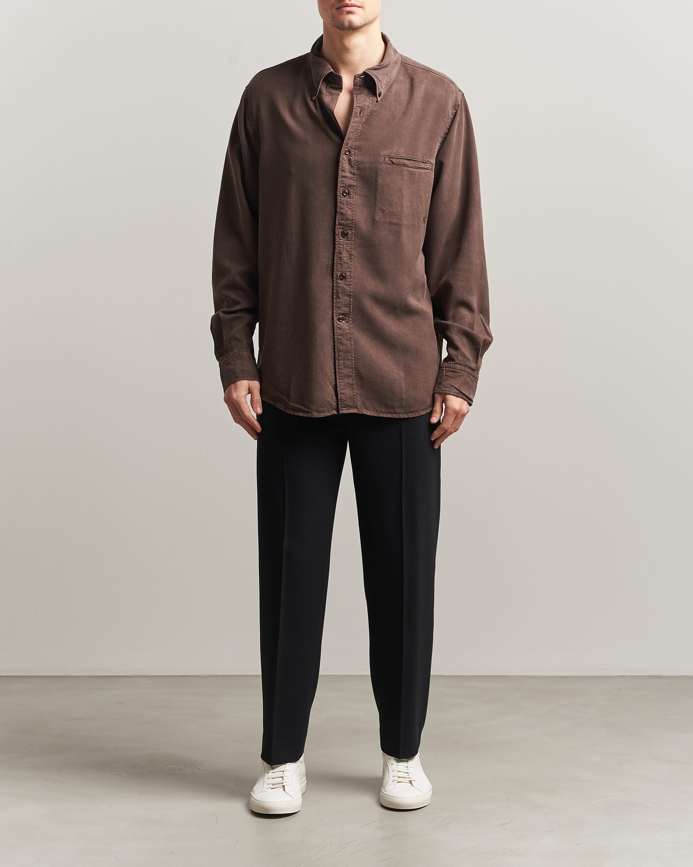 Hombres | Camisas | Filippa K | Zack Lyocell Shirt Dark Chocolate