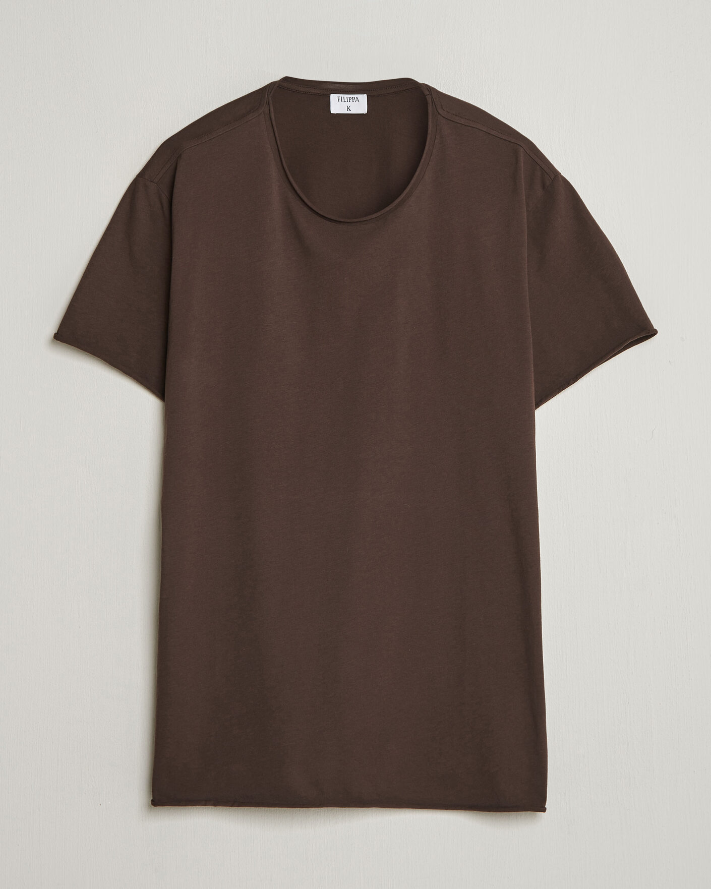 Hombres | Camisetas | Filippa K | Roll Neck Crew Neck T-Shirt Dark Chocolate