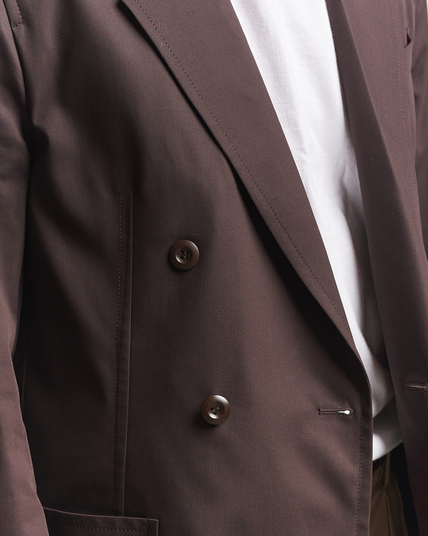 Hombres | Blazers | Filippa K | Reese Cotton Double Breasted Blazer Dark Chocolate