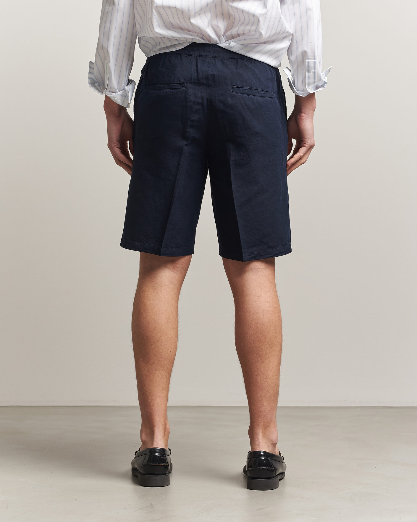 Hombres | Pantalones cortos | Filippa K | Theo Relaxed Linen/Cotton Drawstring Shorts Navy