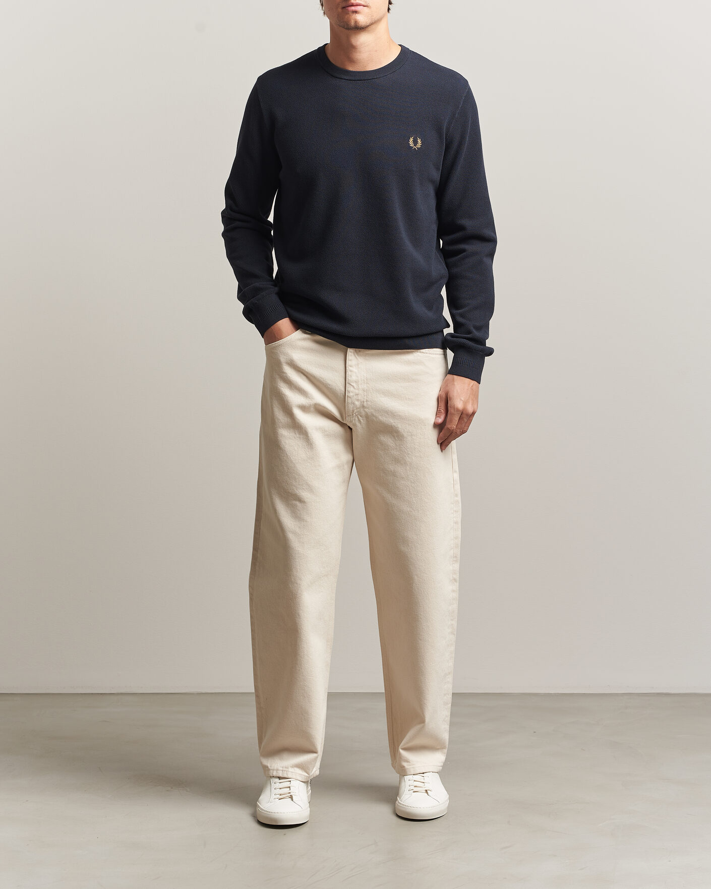 Hombres | Jerséis y prendas de punto | Fred Perry | Piqué Stitched Sweater Navy