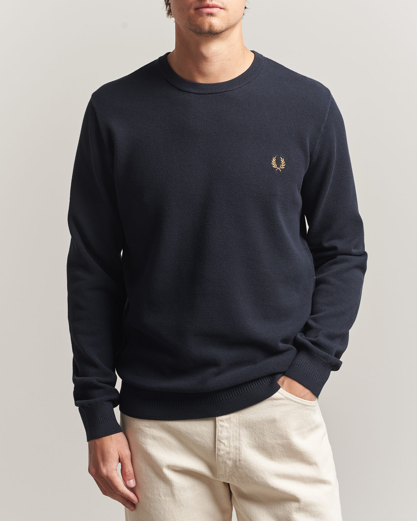 Hombres | Jerséis y prendas de punto | Fred Perry | Piqué Stitched Sweater Navy