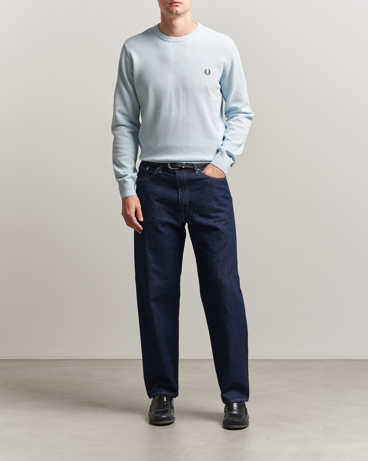 Hombres | Jerséis y prendas de punto | Fred Perry | Piqué Stitched Sweater Light Ice