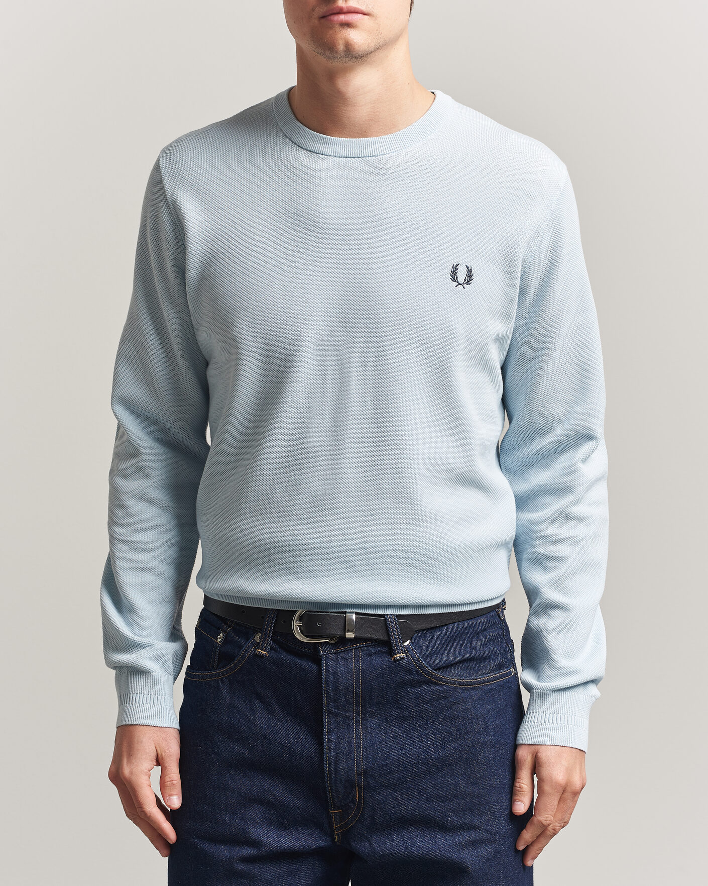 Hombres | Jerséis y prendas de punto | Fred Perry | Piqué Stitched Sweater Light Ice