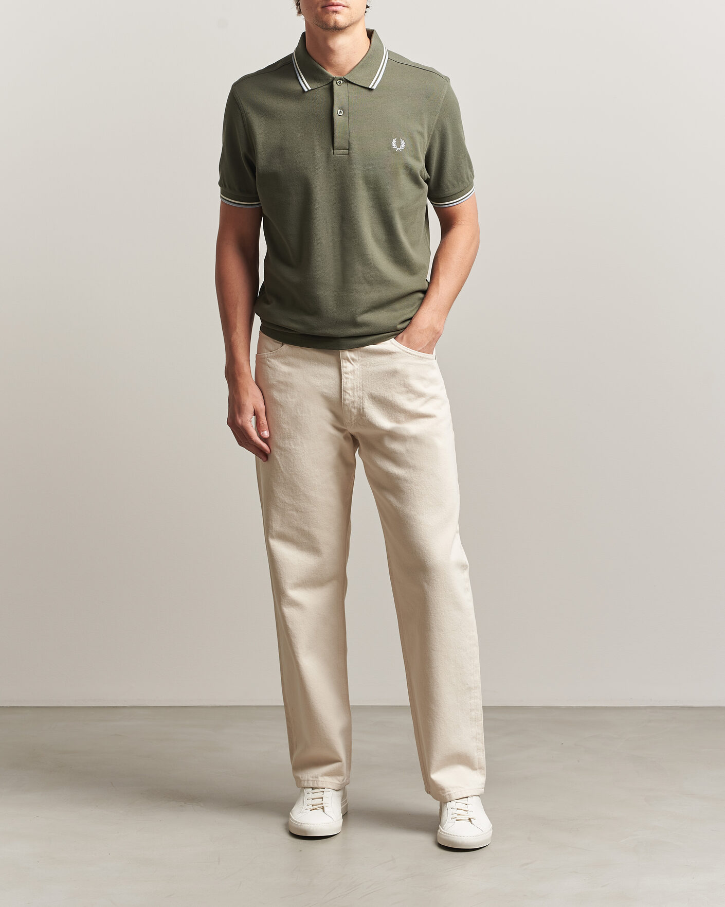 Hombres | Polos | Fred Perry | Twin Tipped Polo Shirt Laurel Wreath Green