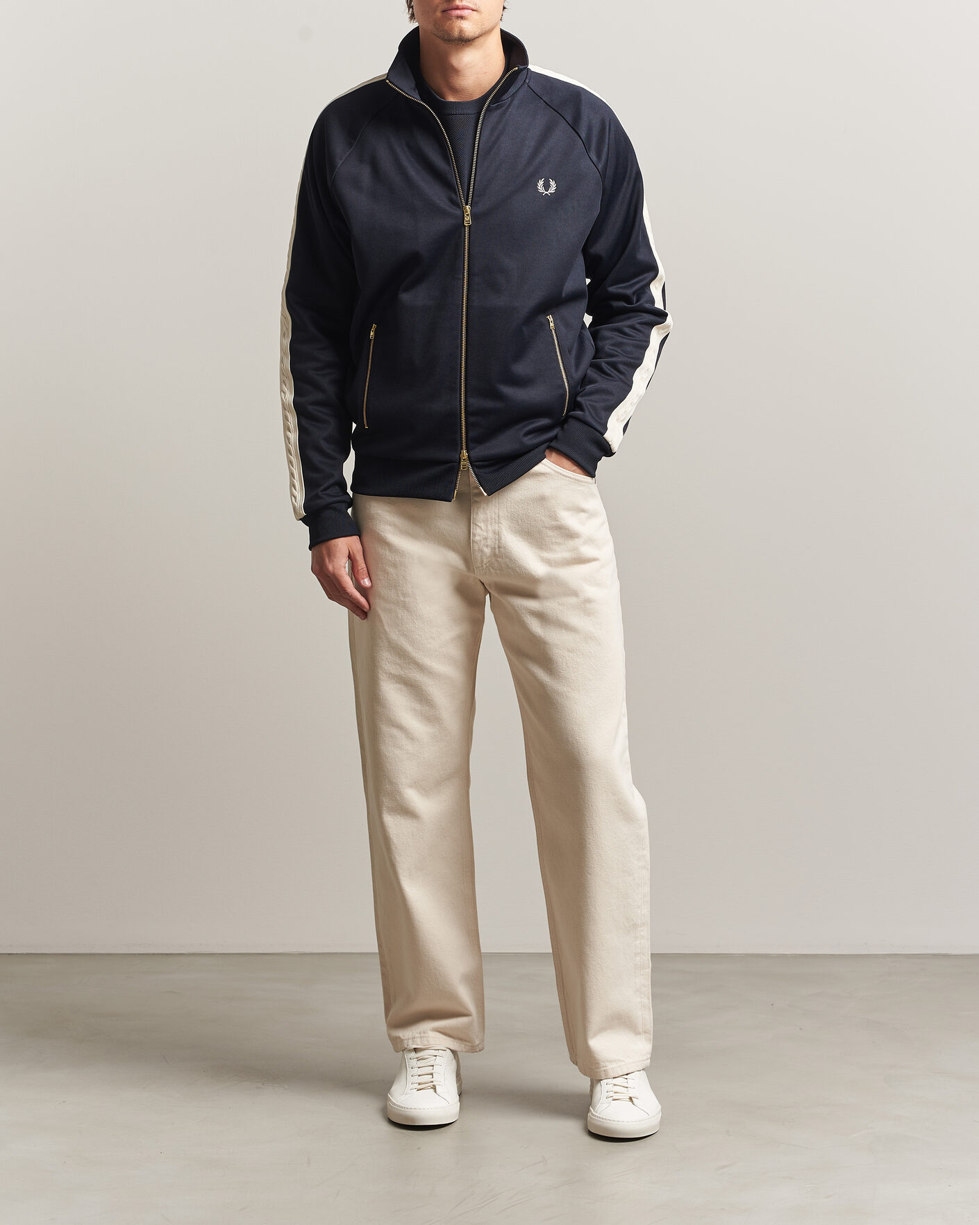 Hombres | Jerséis y prendas de punto | Fred Perry | Cable Taped Track Jacket Navy