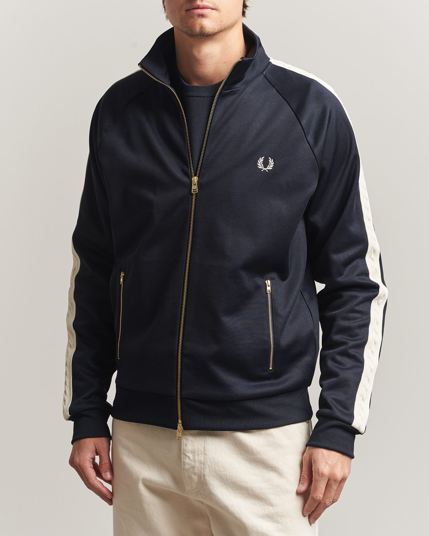 Hombres | Jerséis y prendas de punto | Fred Perry | Cable Taped Track Jacket Navy