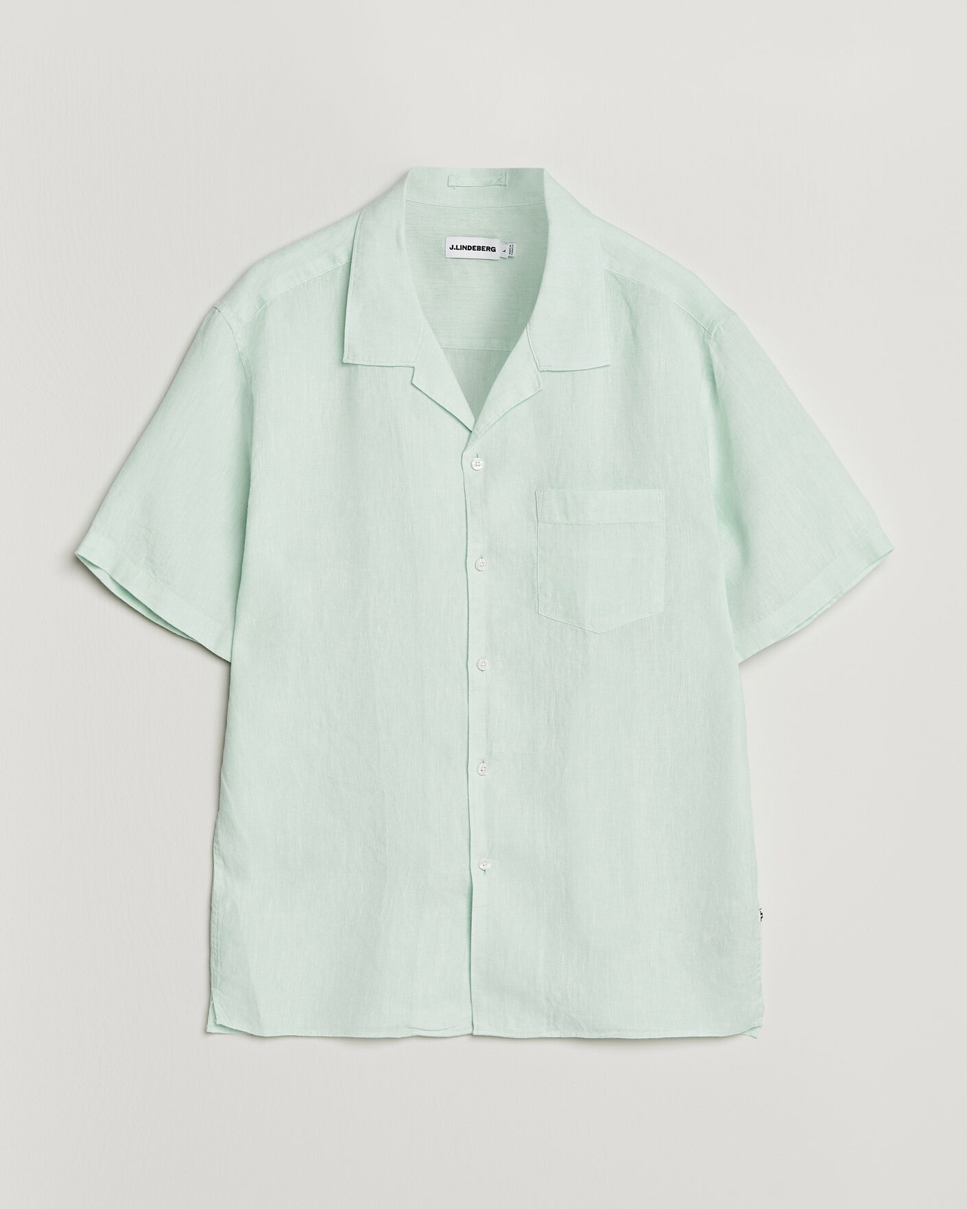Hombres | Camisas | J.Lindeberg | Elio Linen Short Sleeve Shirt Bay Green
