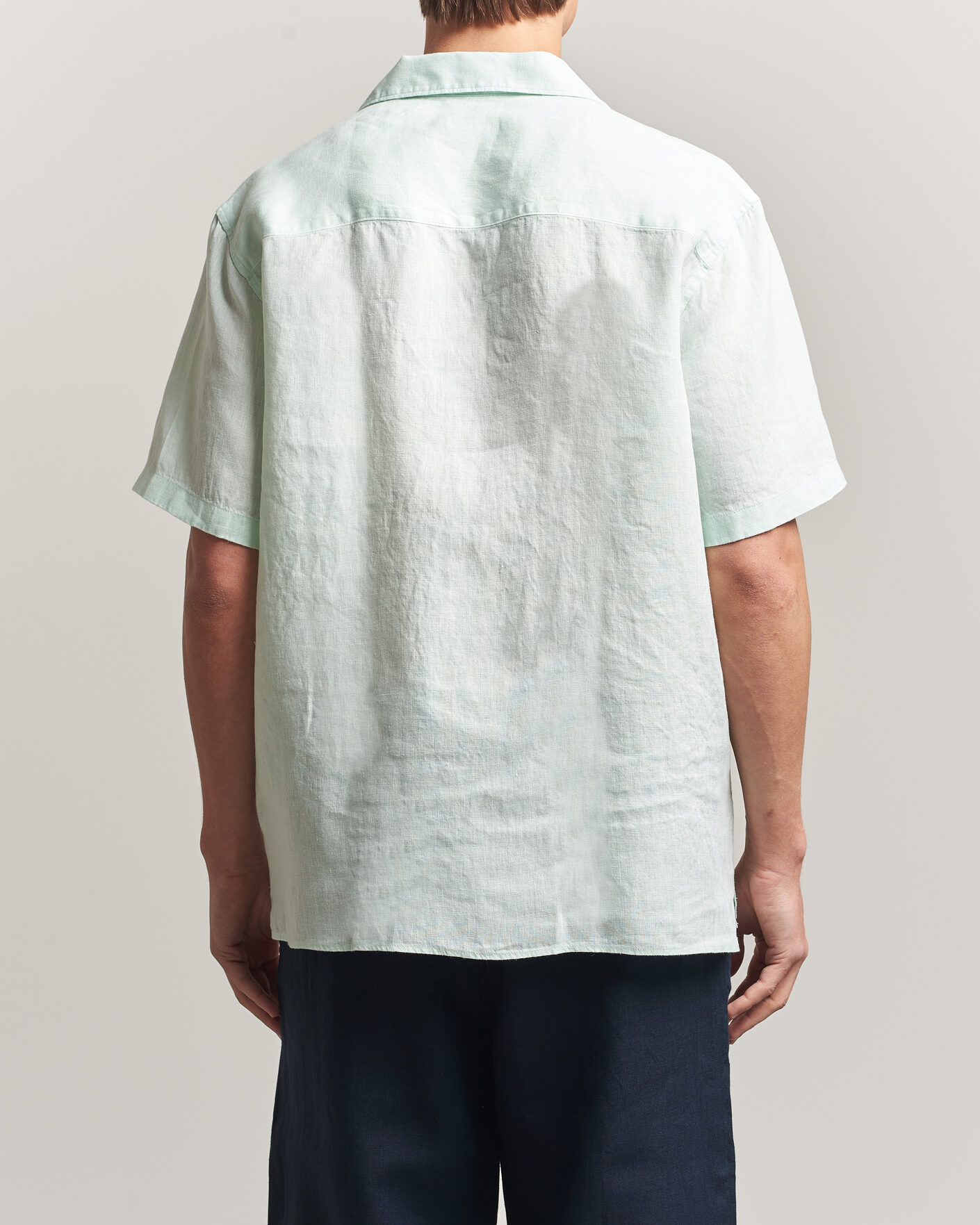 Hombres | Camisas | J.Lindeberg | Elio Linen Short Sleeve Shirt Bay Green