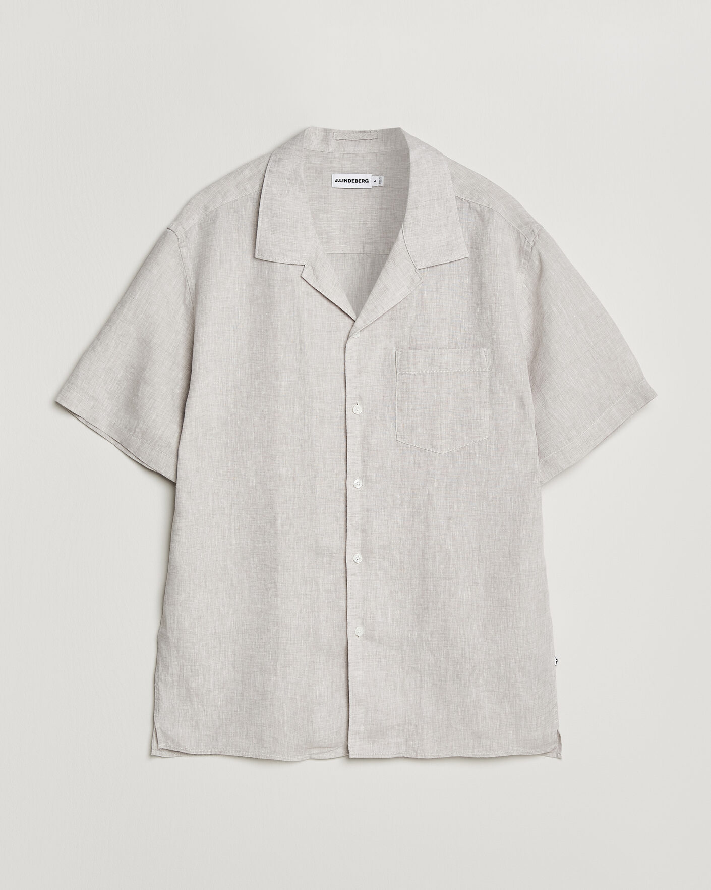 Hombres | Camisas | J.Lindeberg | Elio Linen Short Sleeve Shirt Moonbeam