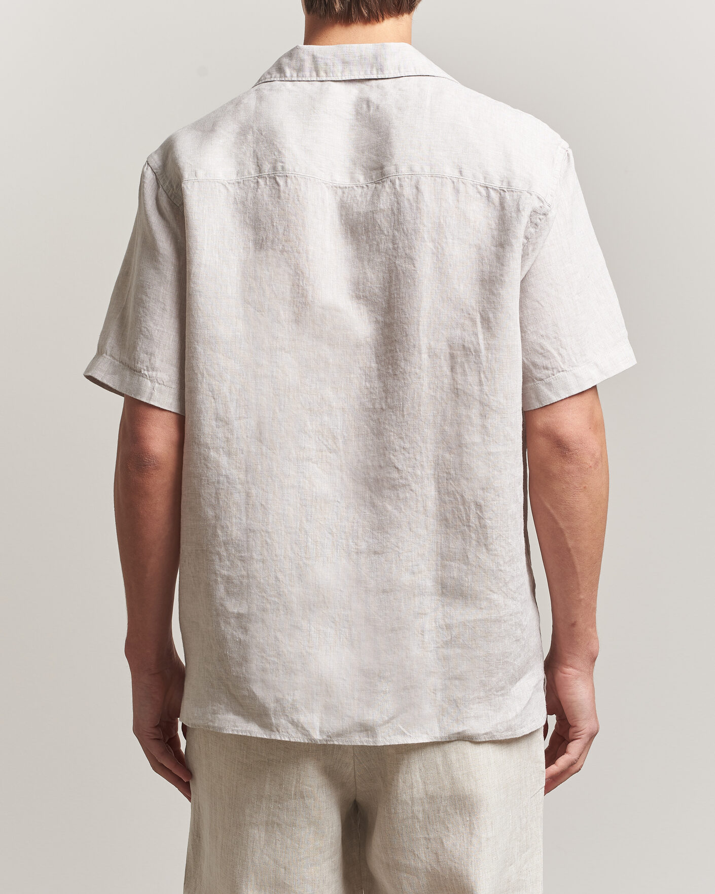 Hombres | Camisas | J.Lindeberg | Elio Linen Short Sleeve Shirt Moonbeam