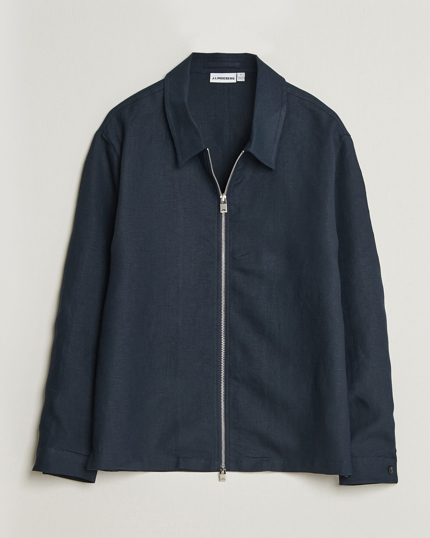 Hombres | Camisas | J.Lindeberg | Julius Drape Linen Overshirt Navy
