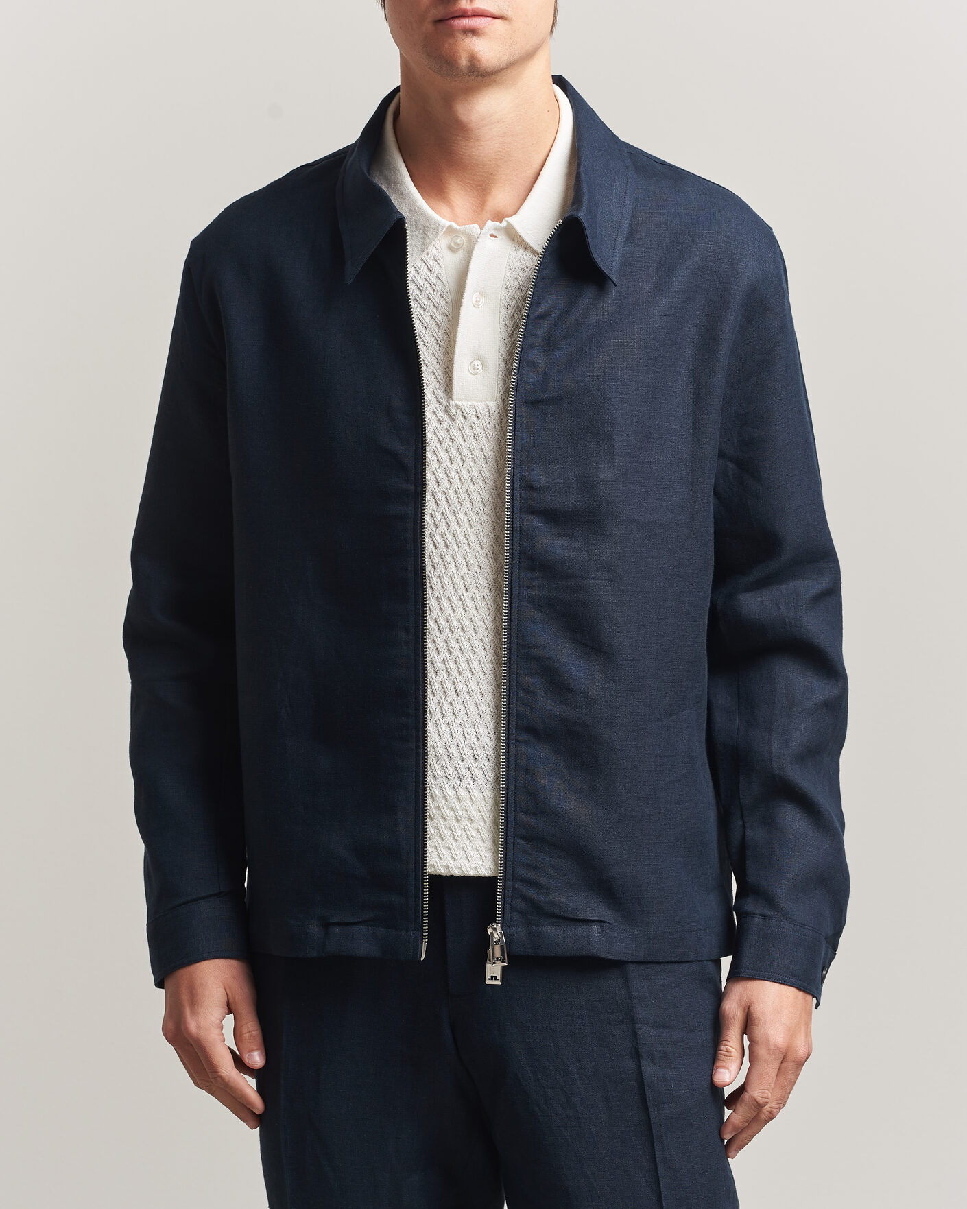 Hombres | Camisas | J.Lindeberg | Julius Drape Linen Overshirt Navy