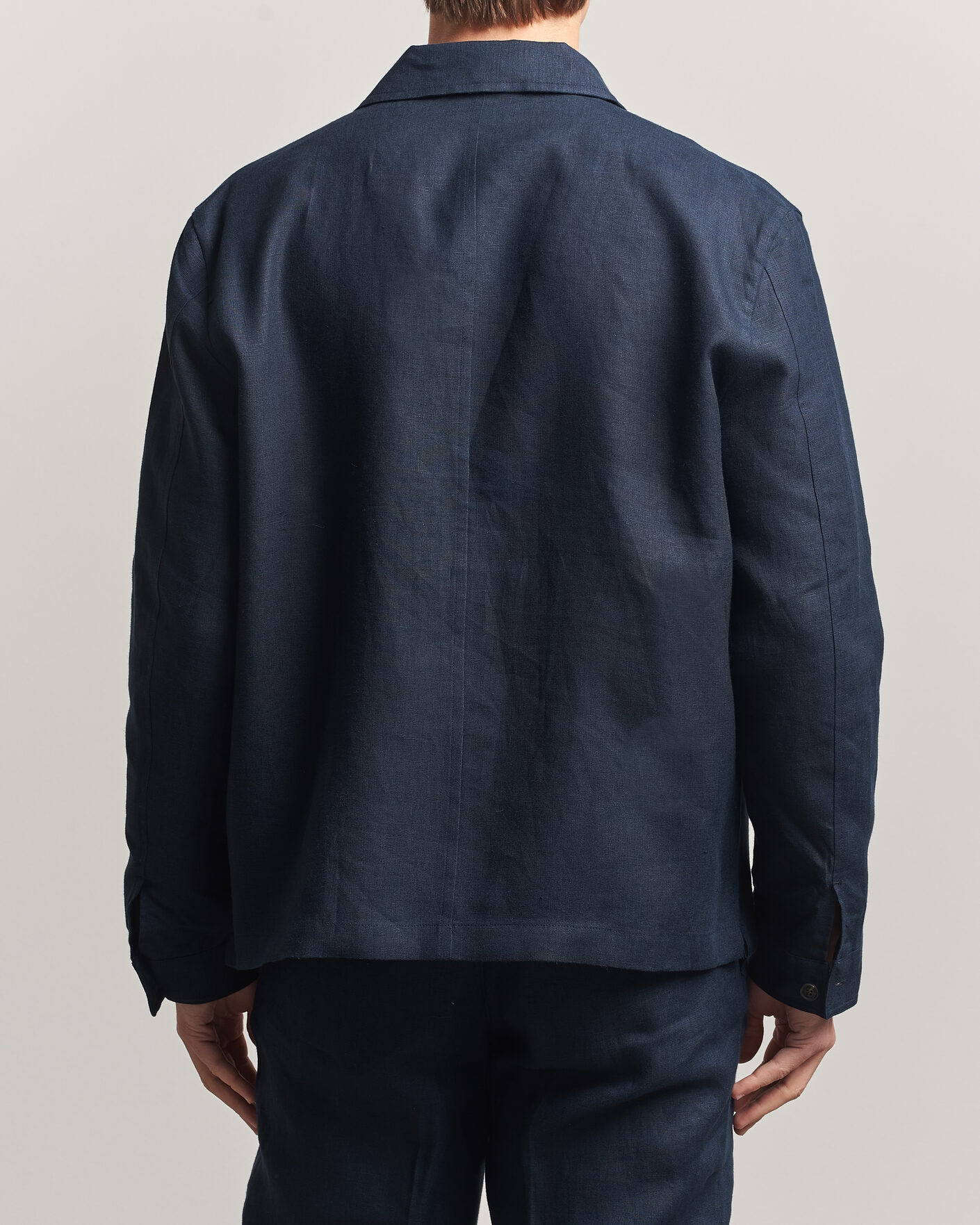 Hombres | Camisas | J.Lindeberg | Julius Drape Linen Overshirt Navy