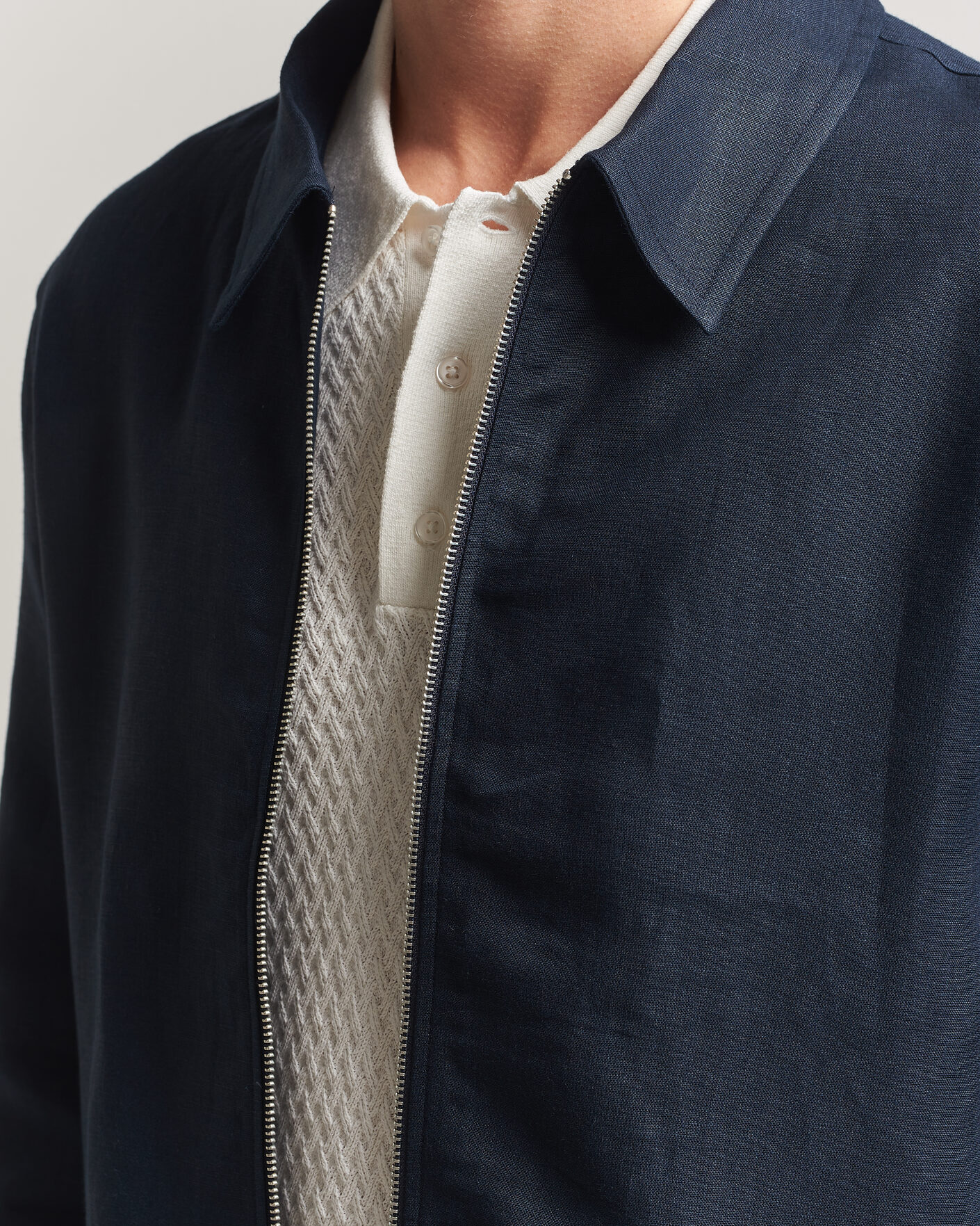 Hombres | Camisas | J.Lindeberg | Julius Drape Linen Overshirt Navy