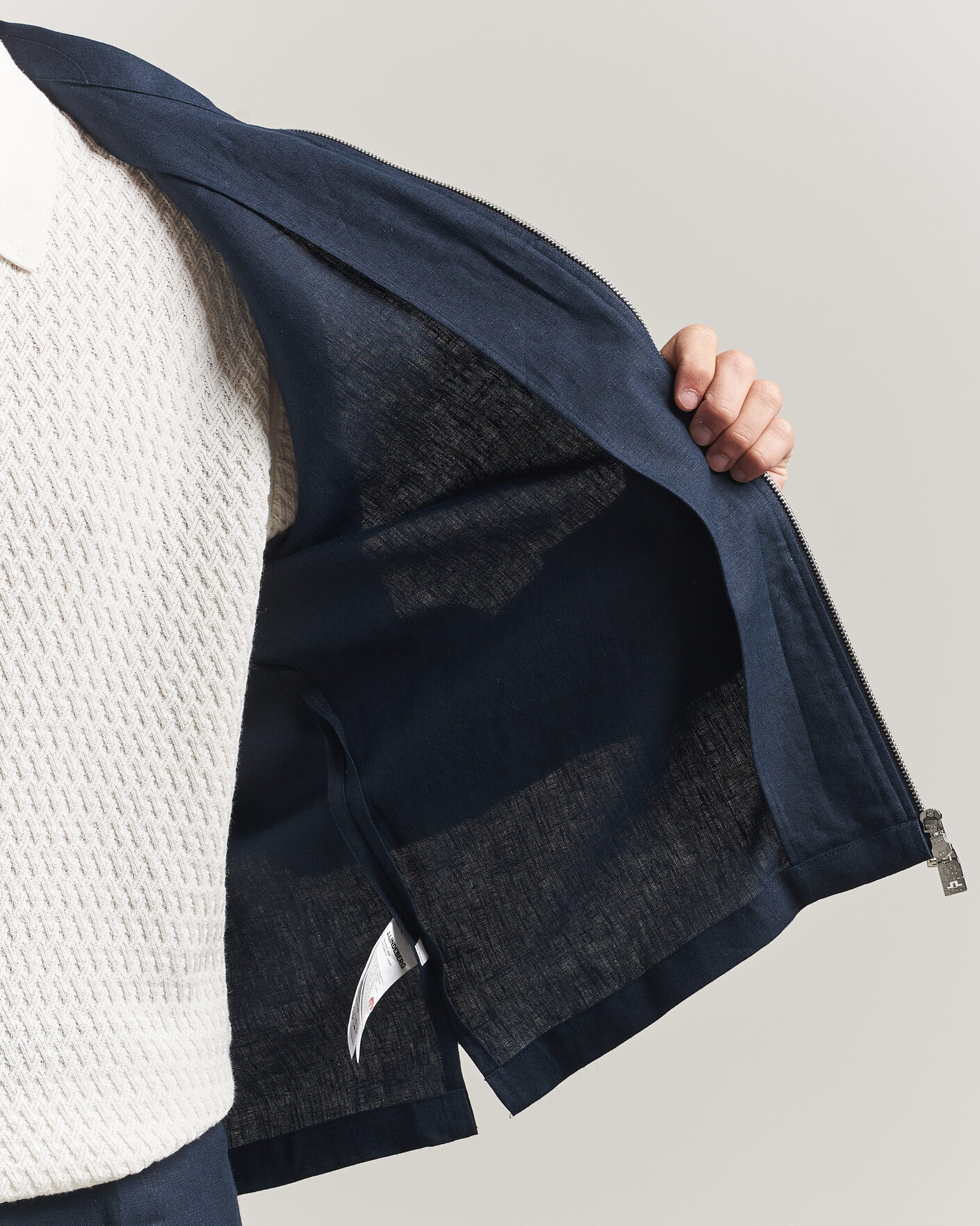 Hombres | Camisas | J.Lindeberg | Julius Drape Linen Overshirt Navy
