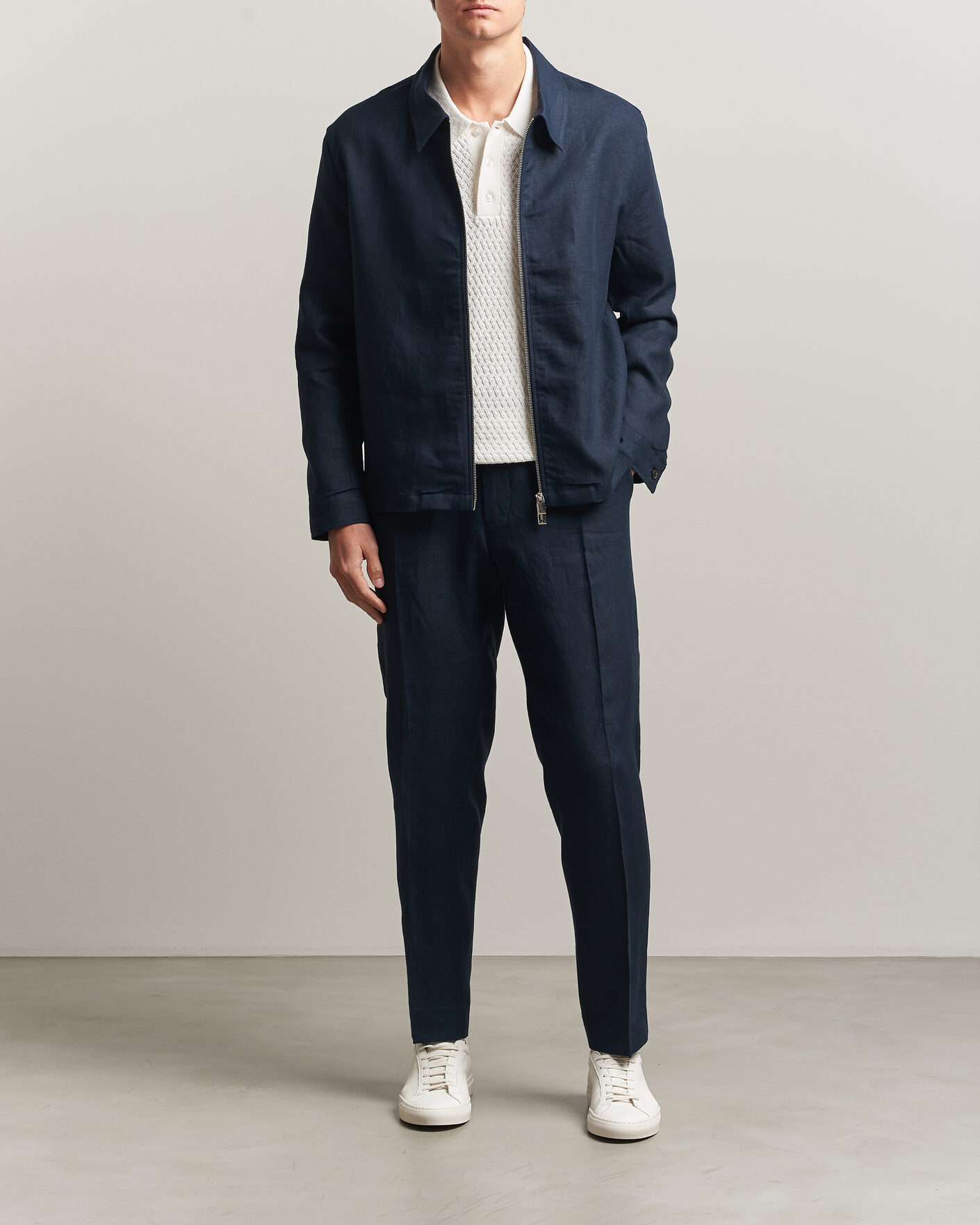 Hombres | Pantalones | J.Lindeberg | Soren Drape Linen Pants Navy