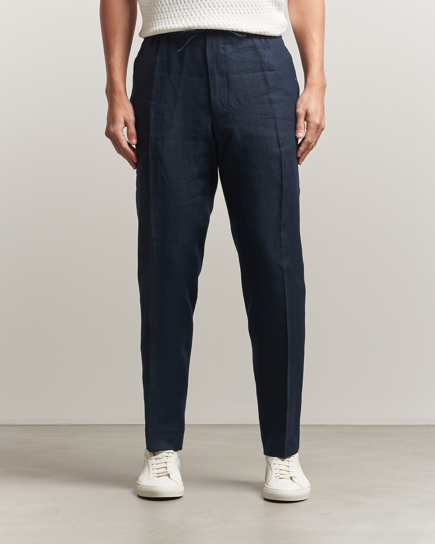 Hombres | Pantalones | J.Lindeberg | Soren Drape Linen Pants Navy