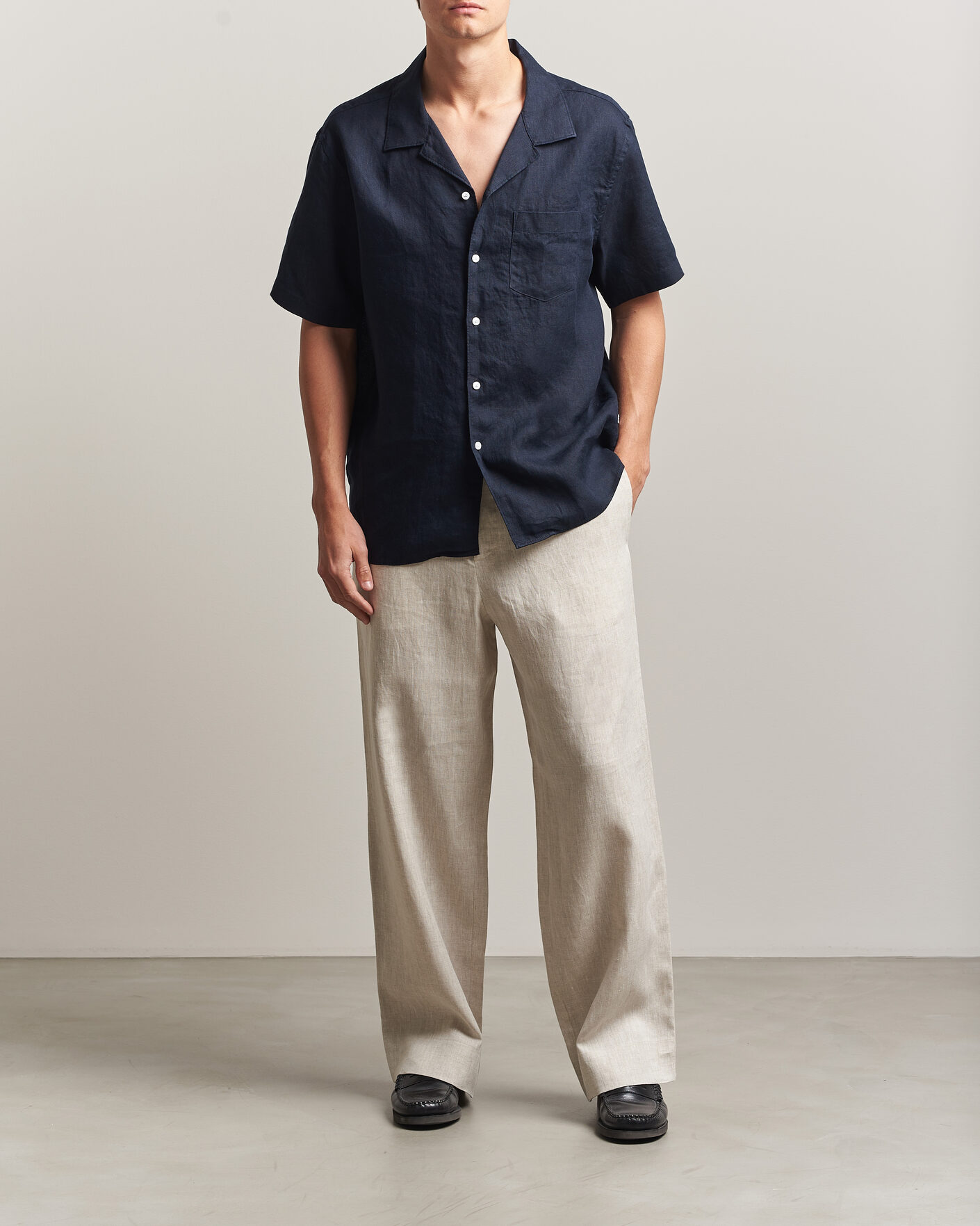 Hombres | Pantalones | J.Lindeberg | Noah Drape Linen Pants Moonbeam