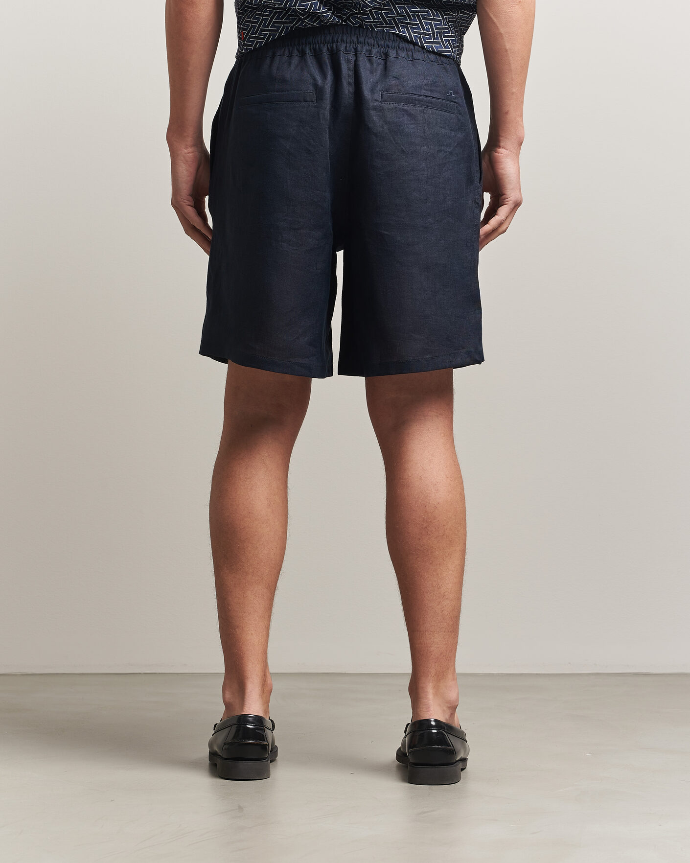 Hombres | Pantalones cortos | J.Lindeberg | Joff Linen Drawstring Shorts Navy